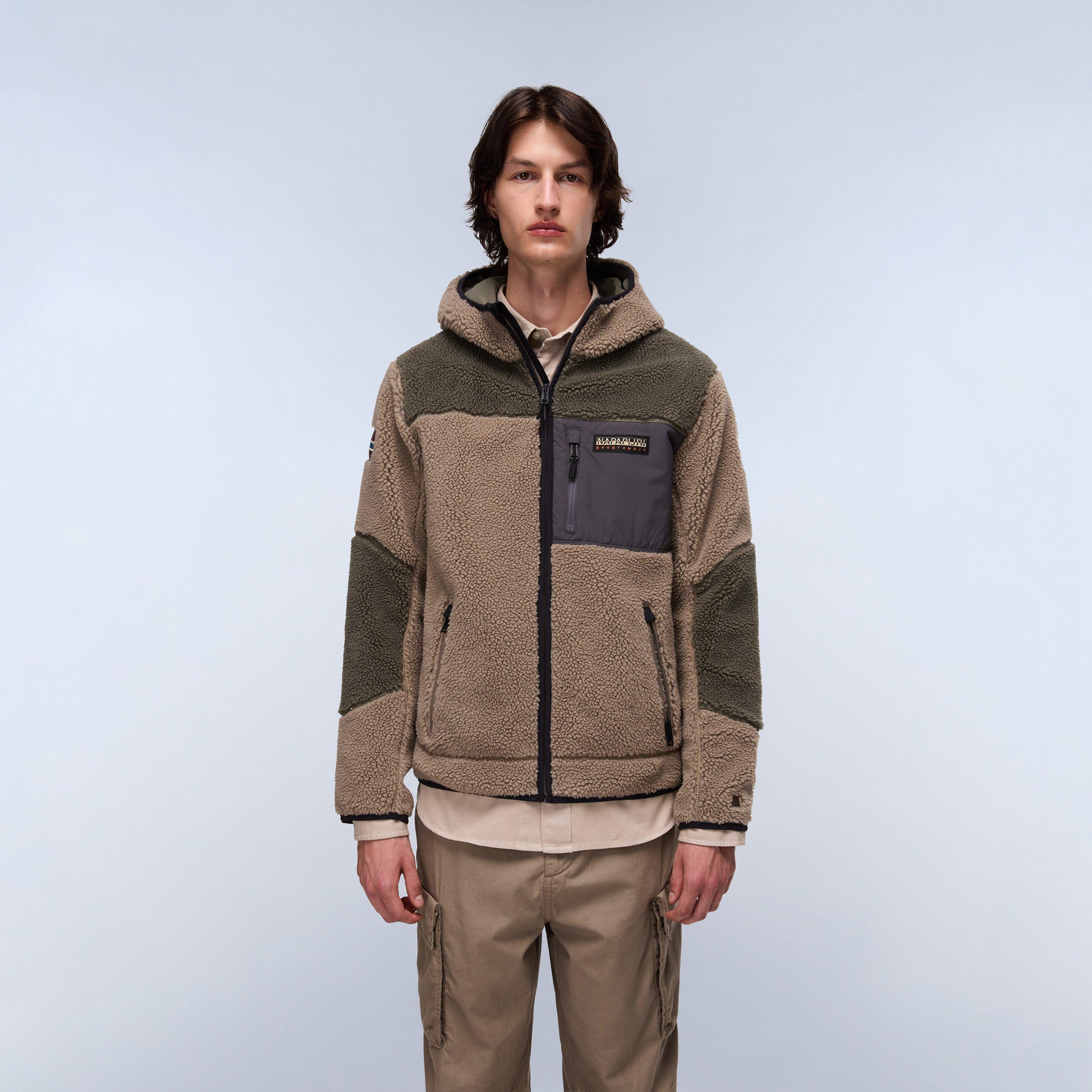 Beige/Green - Napapijri - Napa Yupik Full Zip Fleece Hoodie Mens - 3