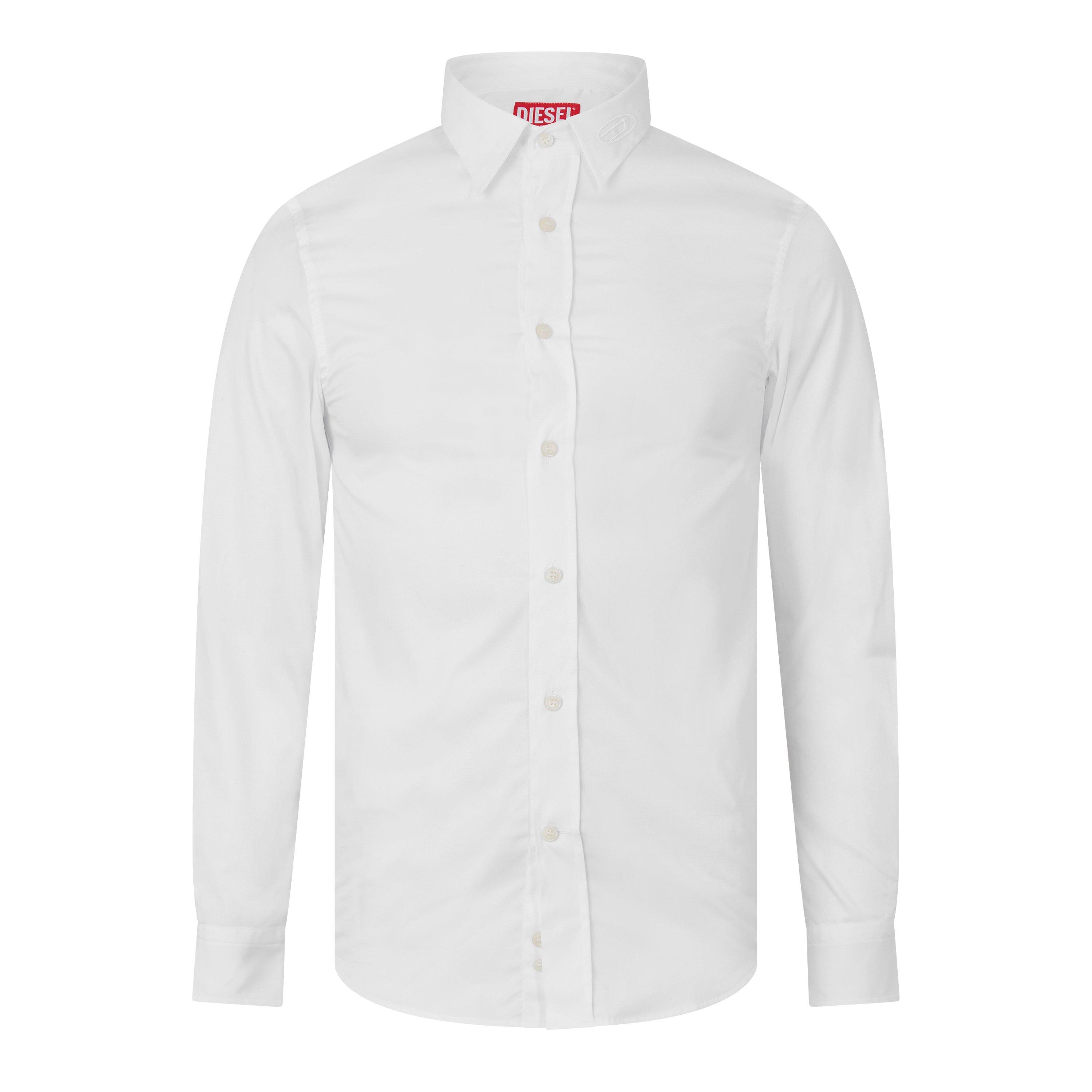Diesel Men's S-Benny-Cl Long-Sleeve Plain Shirt White Size 46 (56) - Image 2