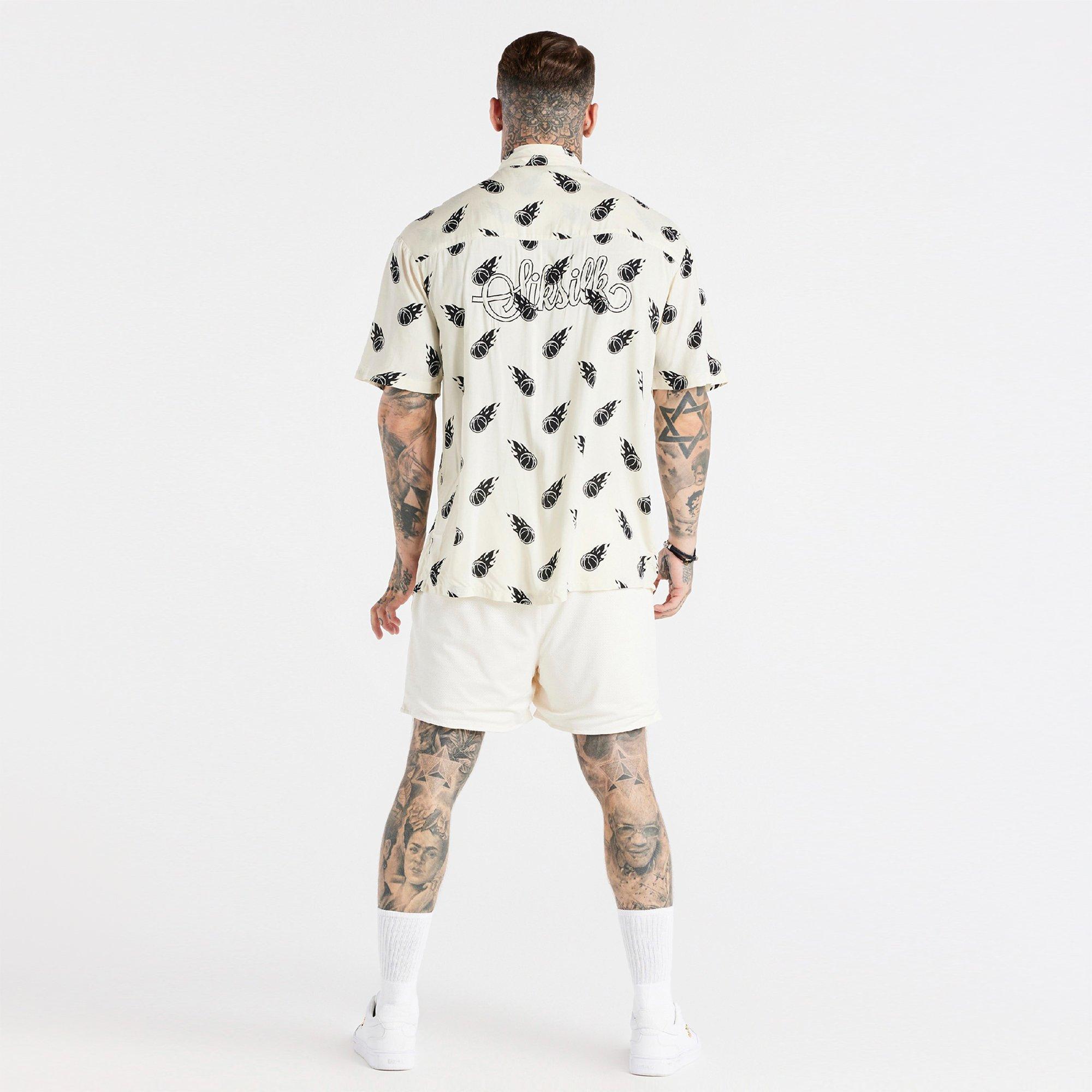 Ecru - SikSilk - Short-Sleeve Plain Shirt - 5