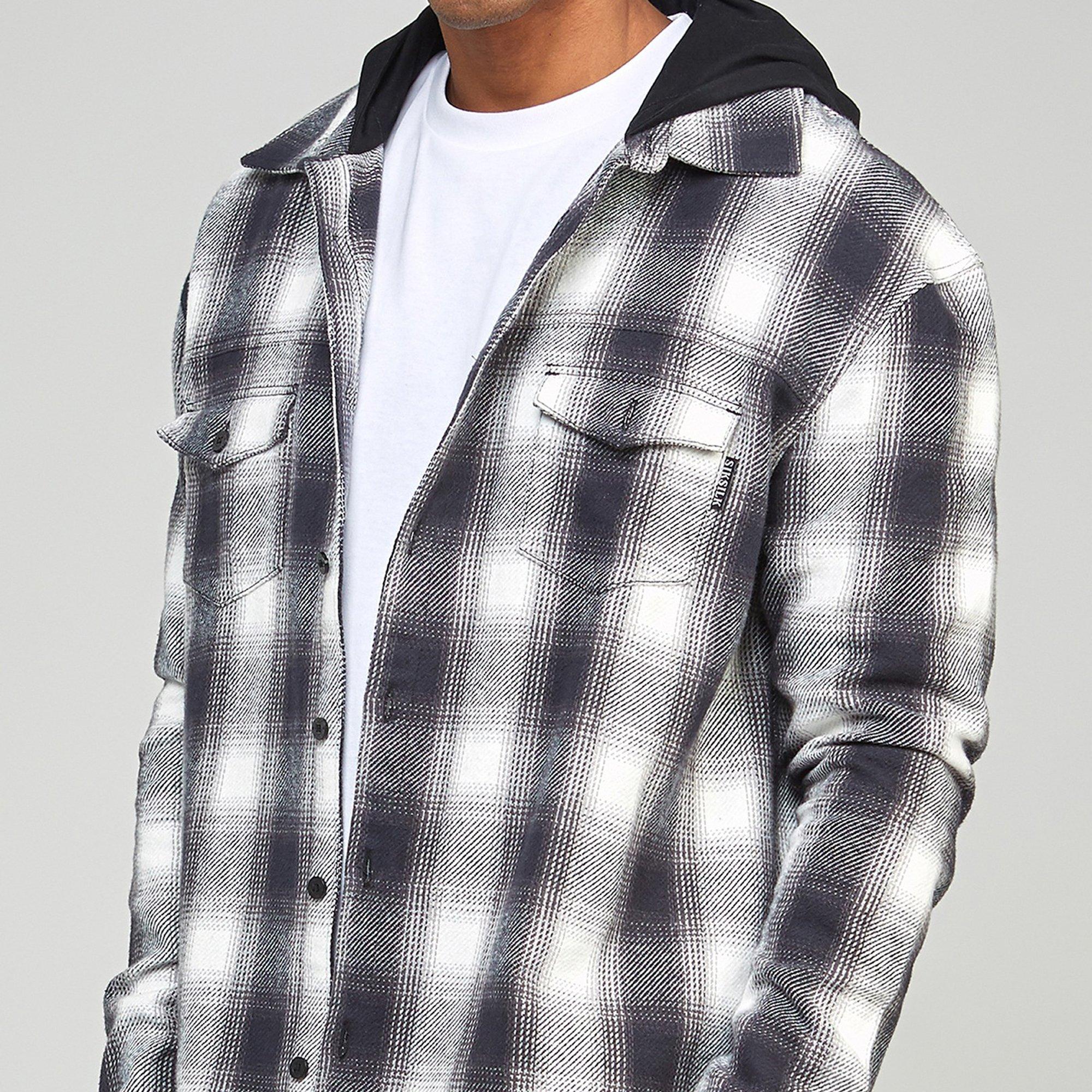 Grigio/Nero - SikSilk - Plaid Long-Sleeve Shirt - 1