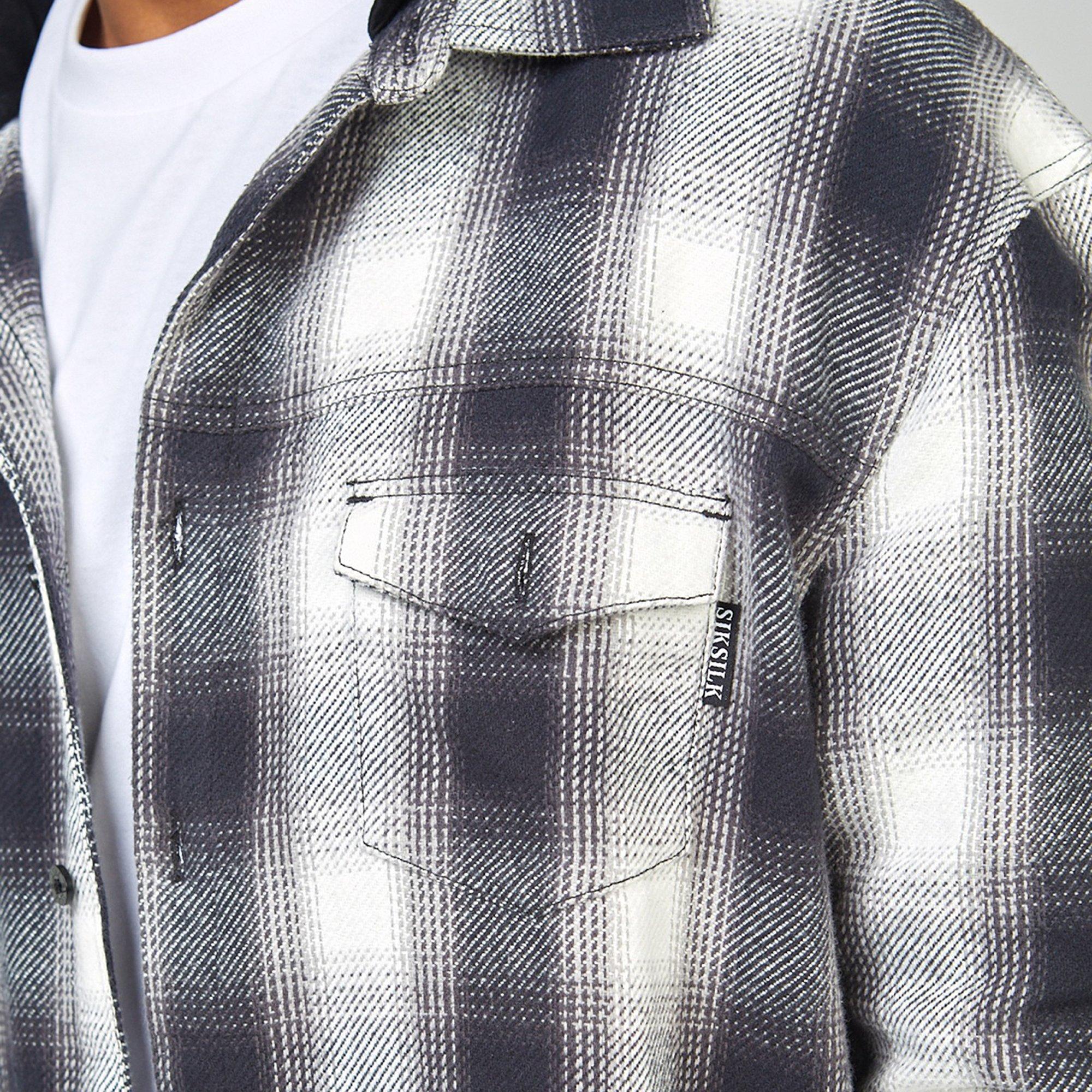 Grigio/Nero - SikSilk - Plaid Long-Sleeve Shirt - 2