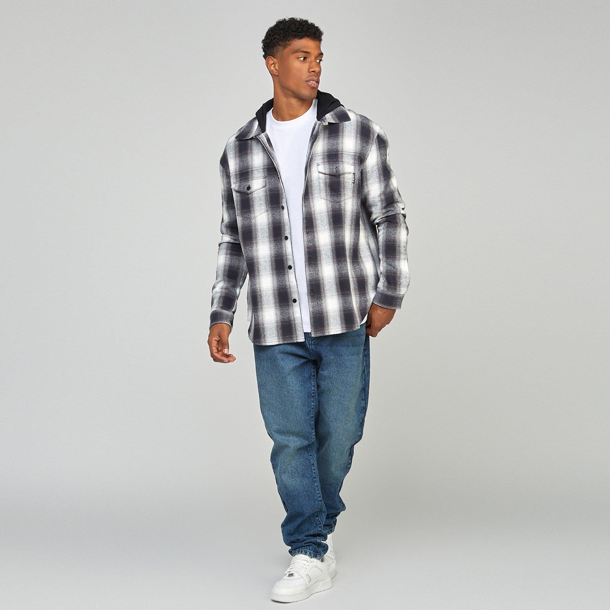Grigio/Nero - SikSilk - Plaid Long-Sleeve Shirt - 3