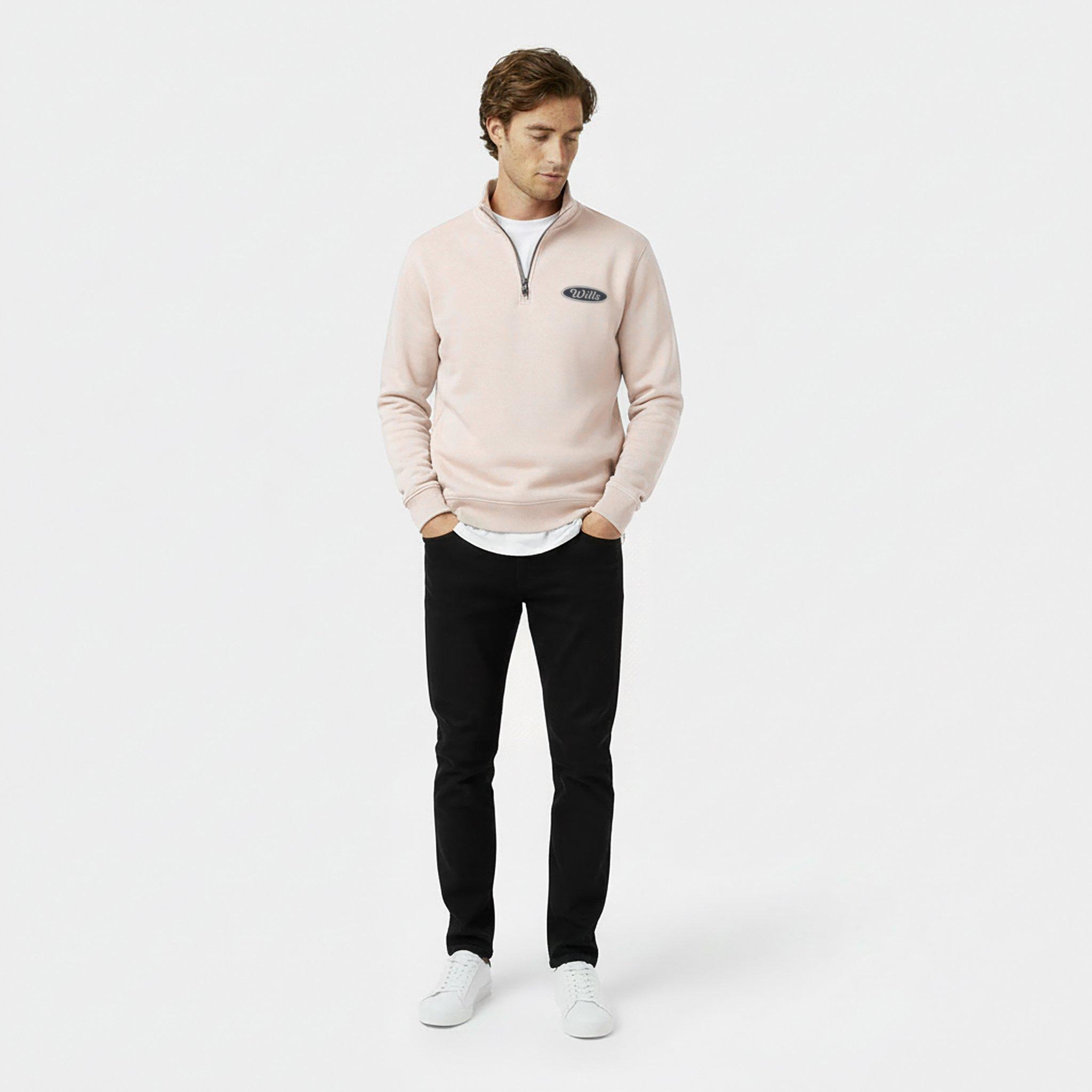 Bone White - Jack Wills - Men's Americano Cotton Long Sleeve Oversized Fit 1/4 Zip Fleece - 5