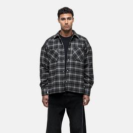 Good For Nothing Wool Check Overshirt Charcoal