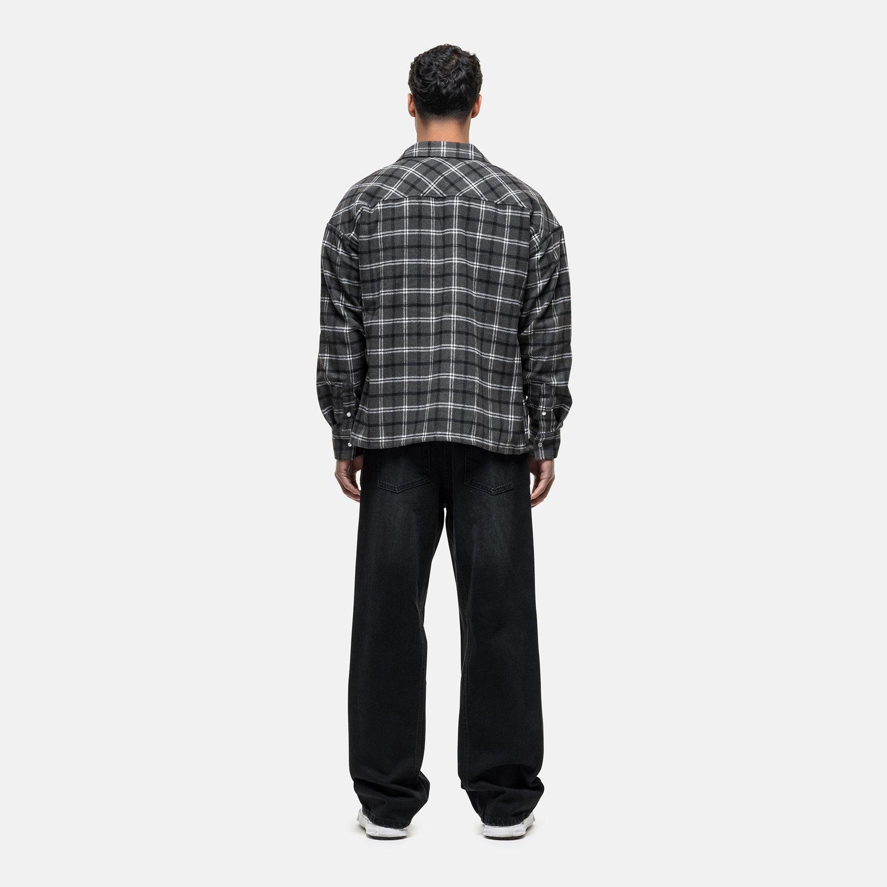 Grey - Good For Nothing - Wool Check Overshirt Charcoal - 5