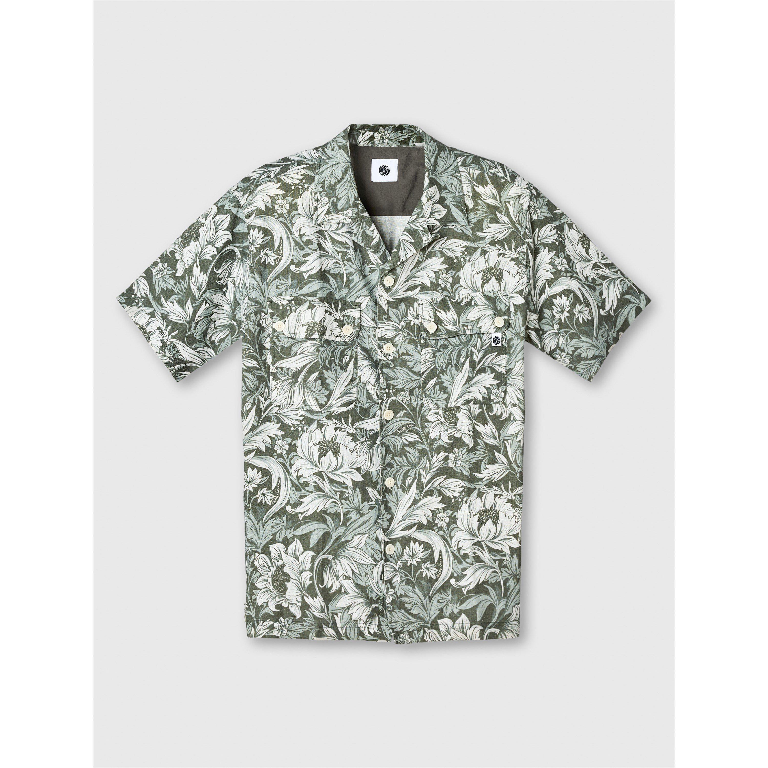Pretty Men's Patterned Short Sleeve Shirt Green - Large