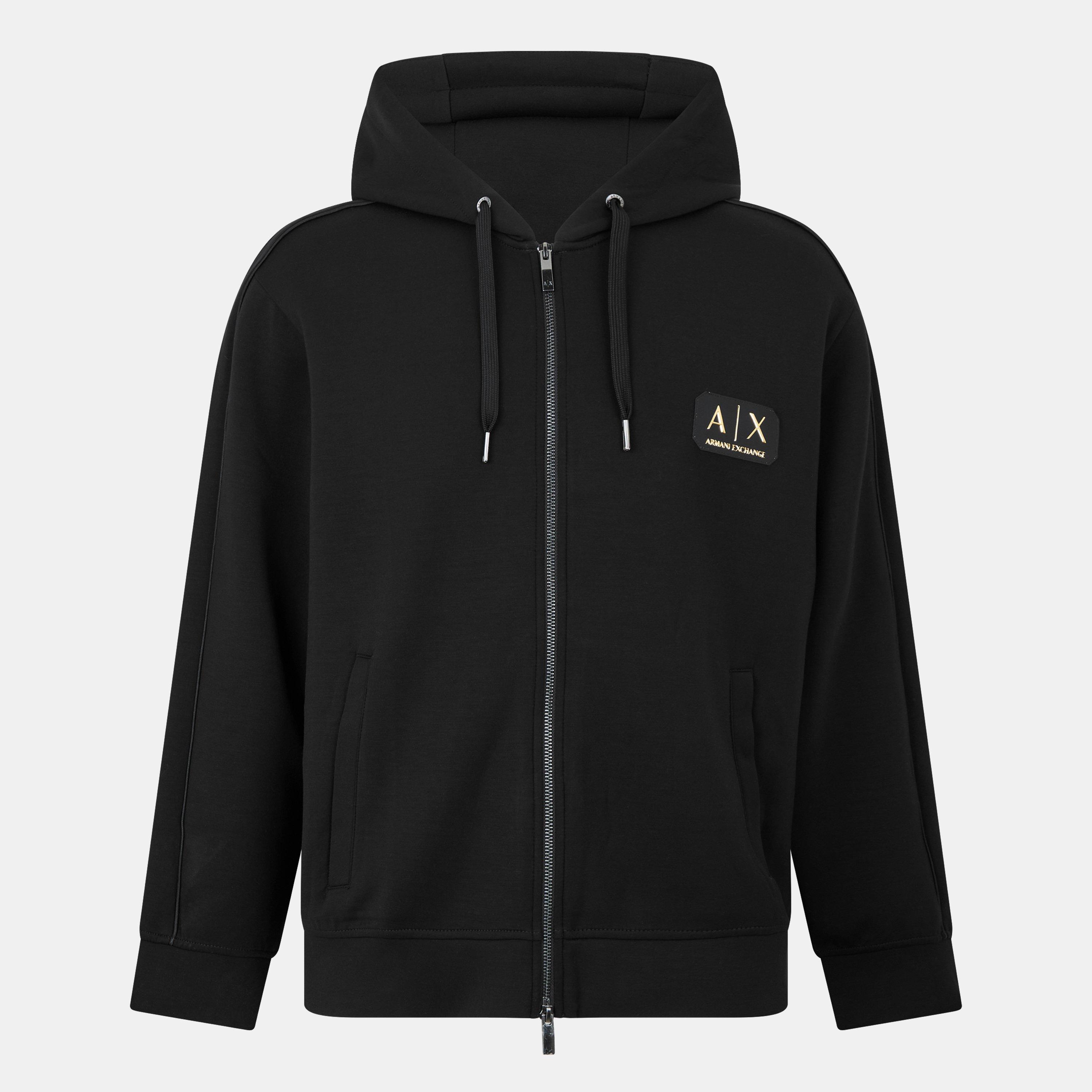 Black UC001 - Armani Exchange - Men's AX Badge Full Zip Fleece - 1