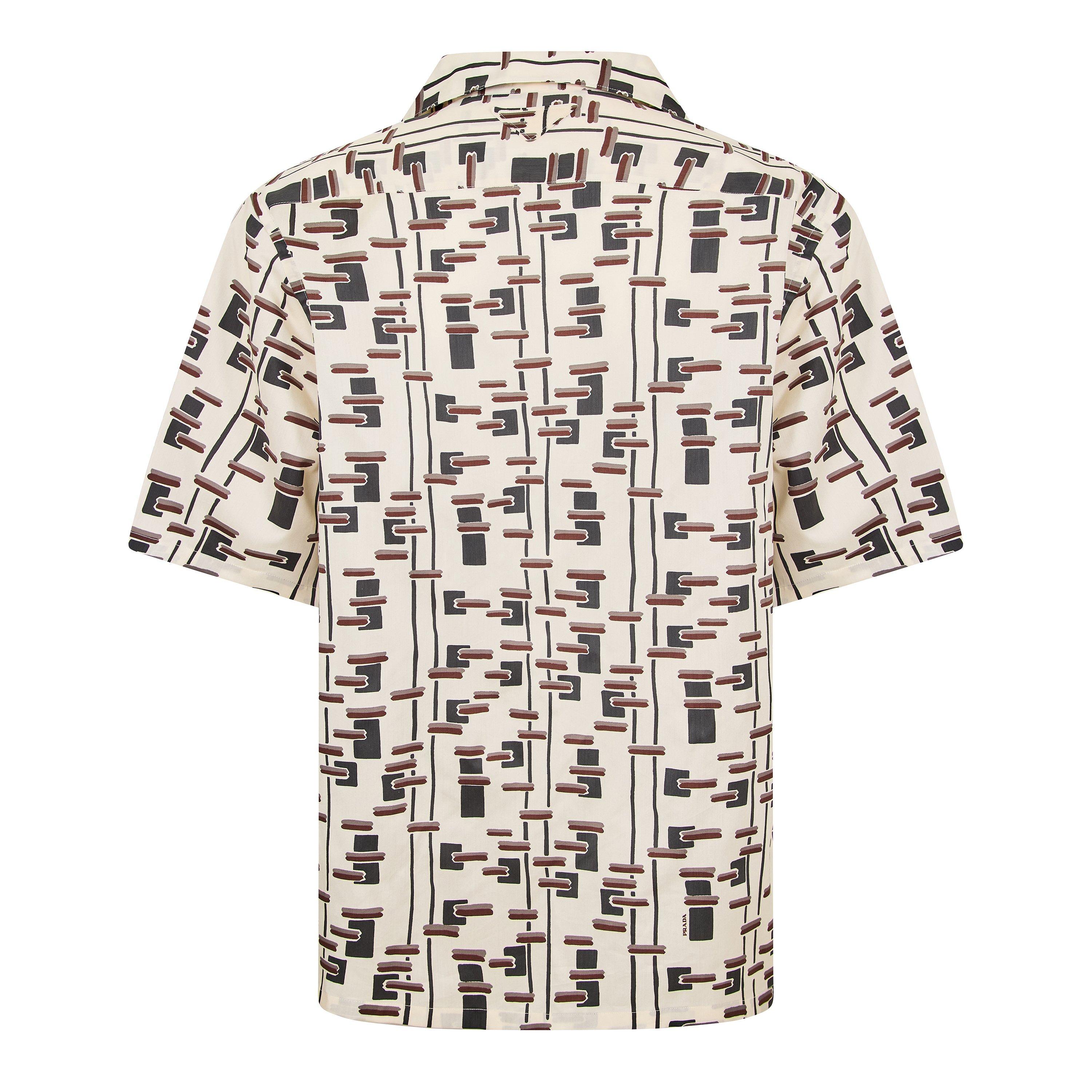 White/Red - Prada - Men's Patterned Short Sleeve Shirt - 2