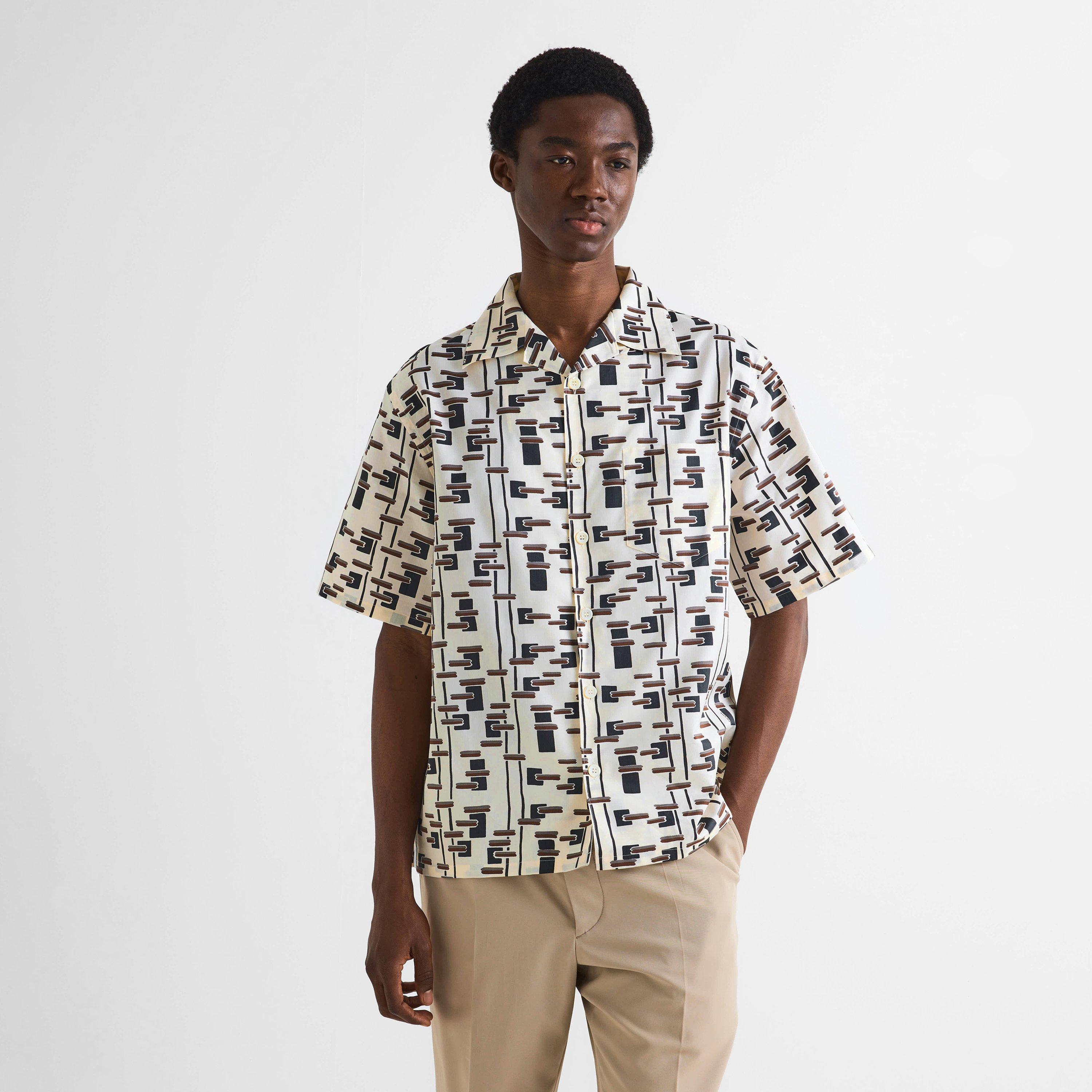 White/Red - Prada - Men's Patterned Short Sleeve Shirt - 3