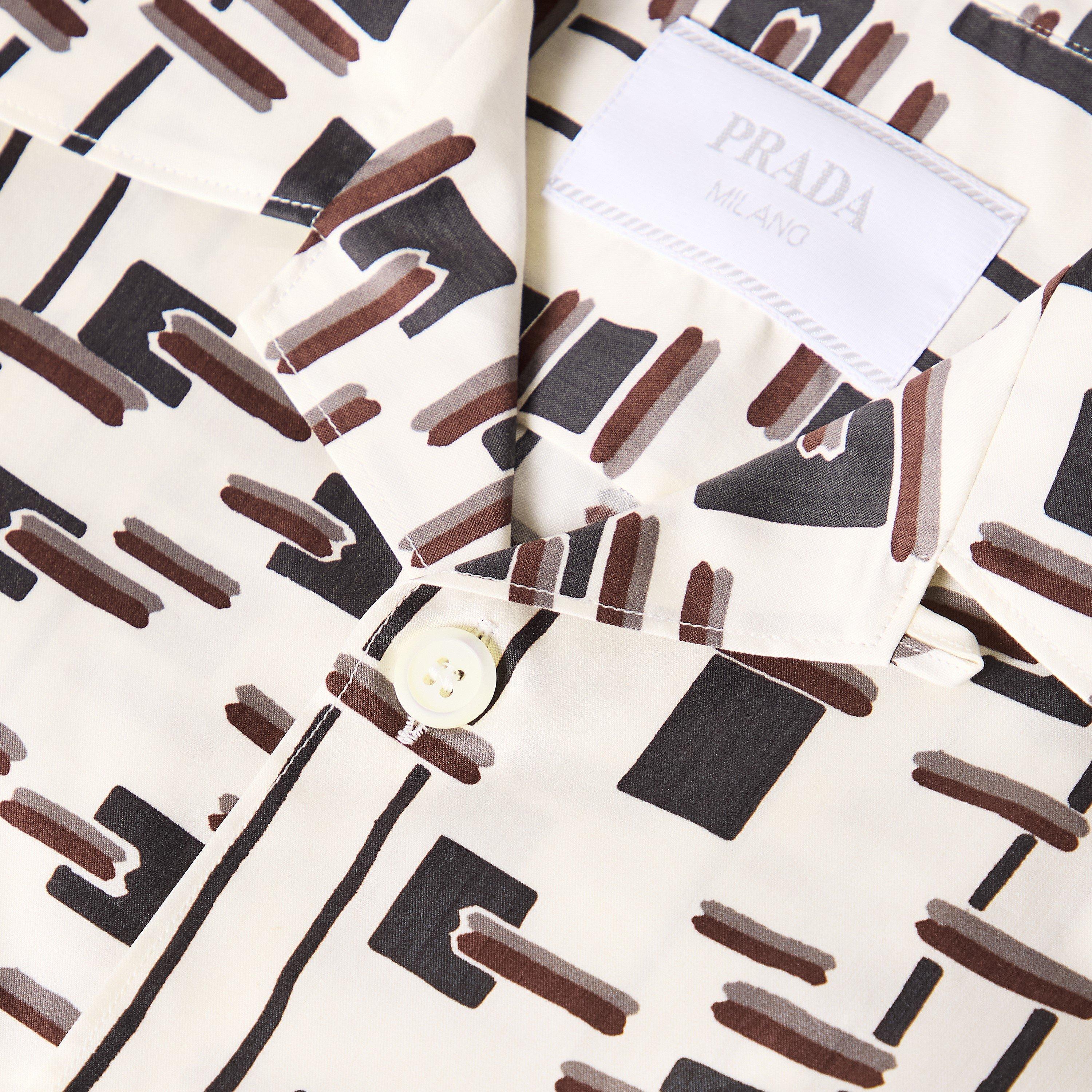 White/Red - Prada - Men's Patterned Short Sleeve Shirt - 3