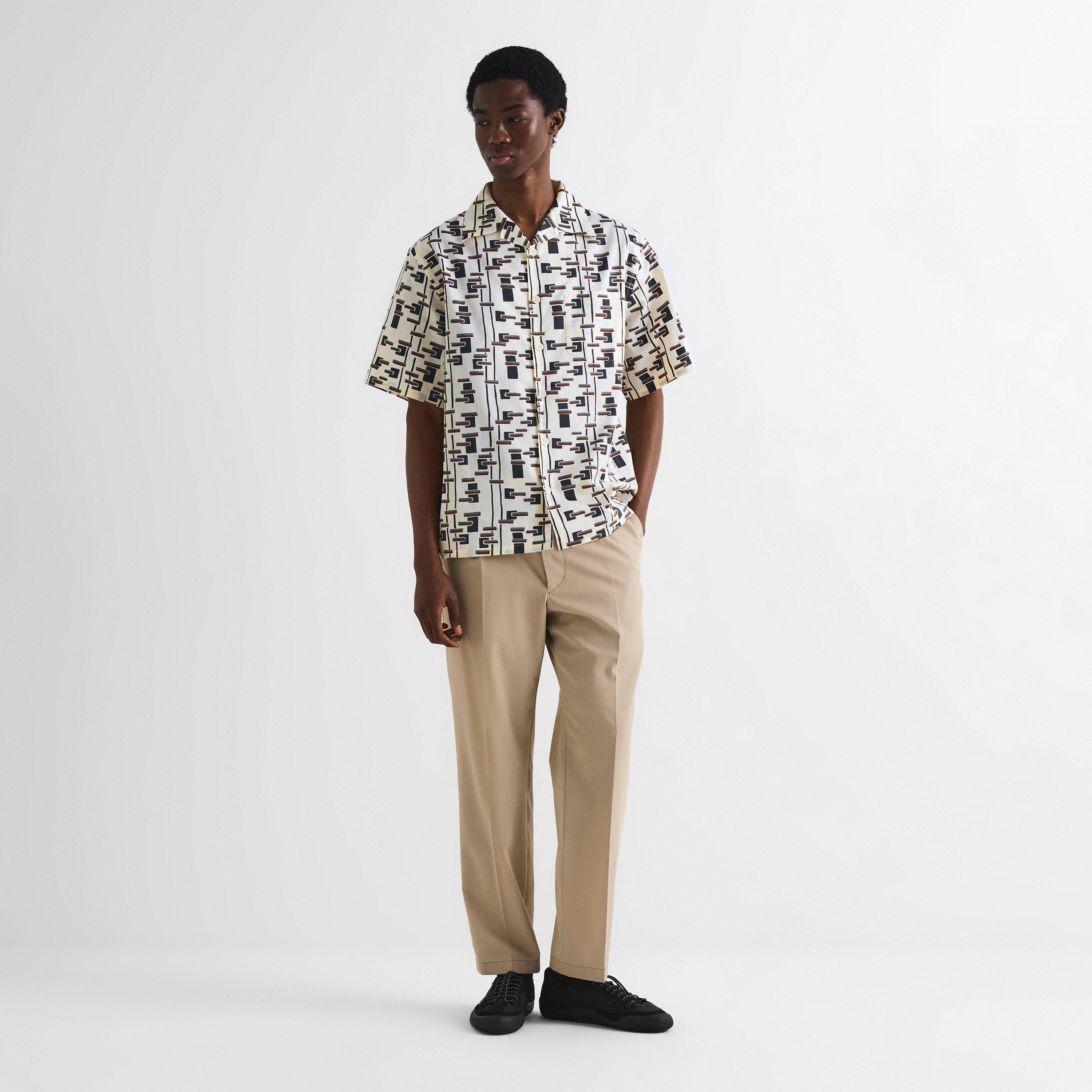 White/Red - Prada - Men's Patterned Short Sleeve Shirt - 6