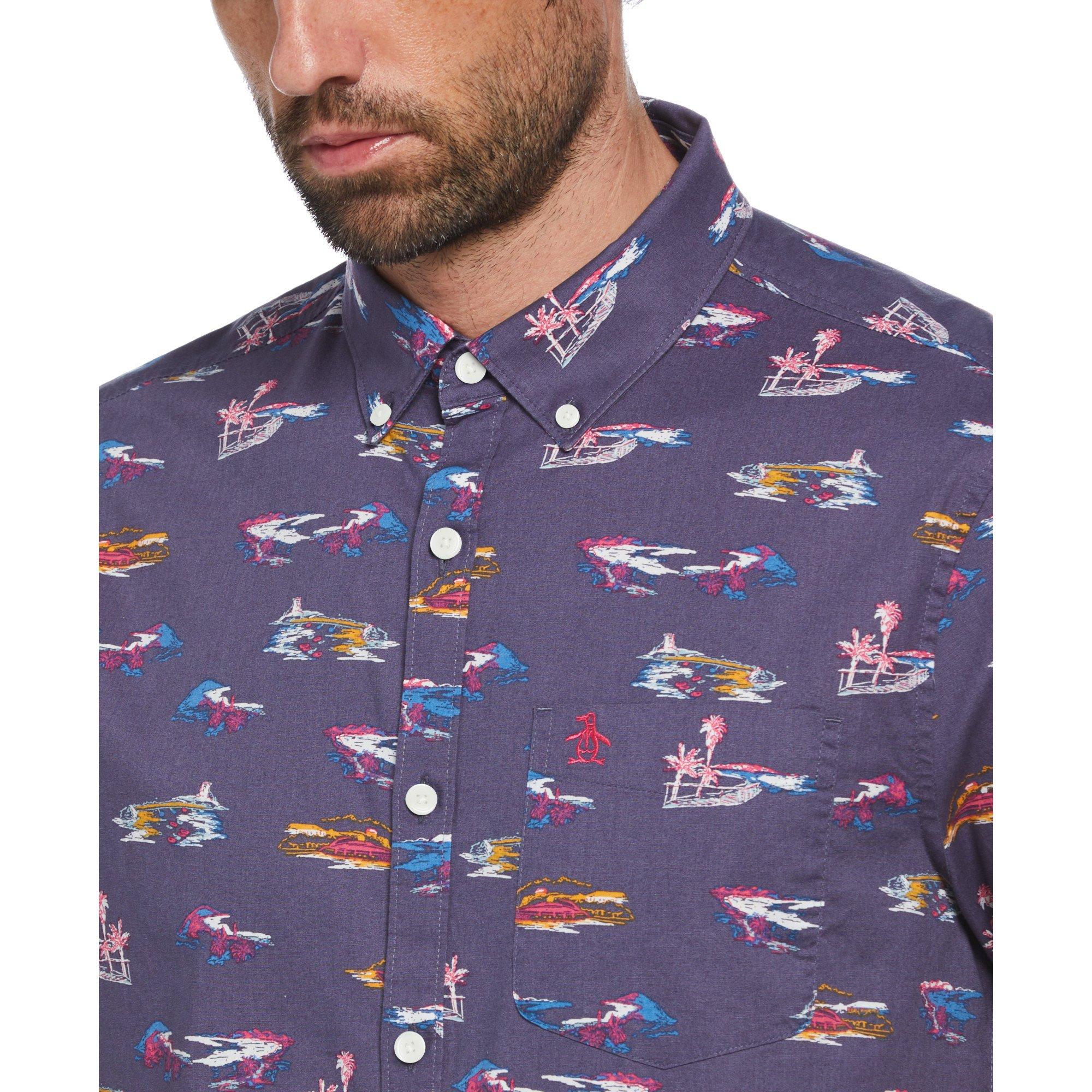 Blauwe Indigo - Original Penguin - Short-Sleeve Plain Shirt - 2