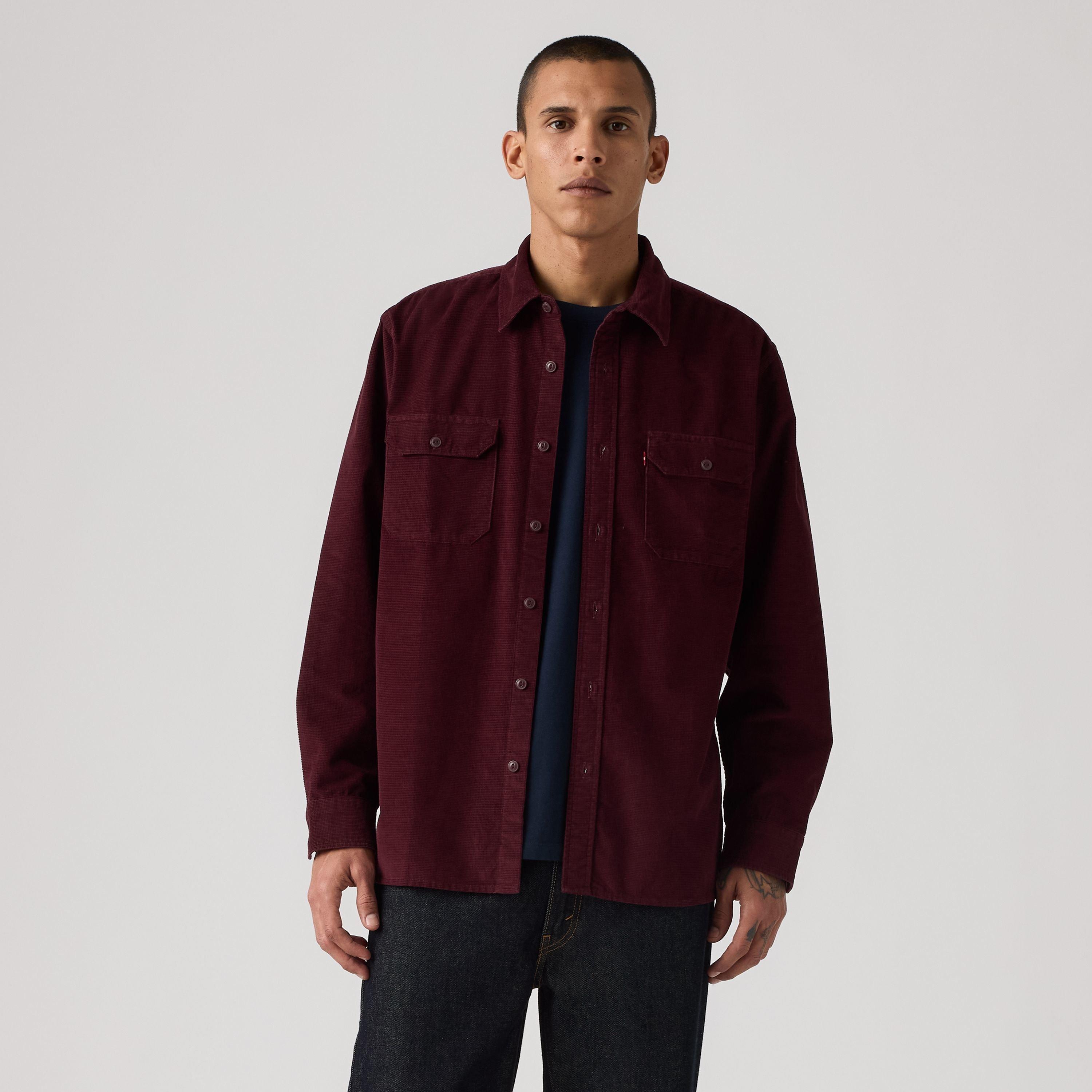 Burgundy - Levis - Men's Jackson Long-Sleeve Corduroy Shirt - 3