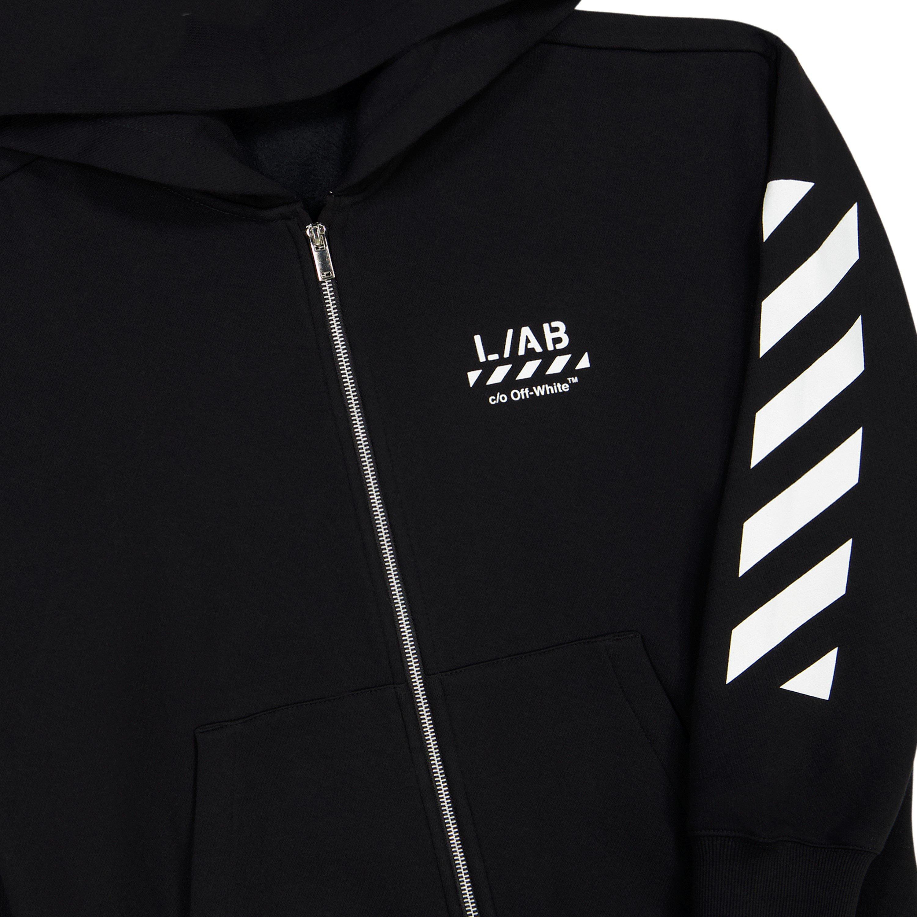 Black - L AB Off White - Kids' Small Logo Full-Zip Teddy Fleece Hoodie - 2