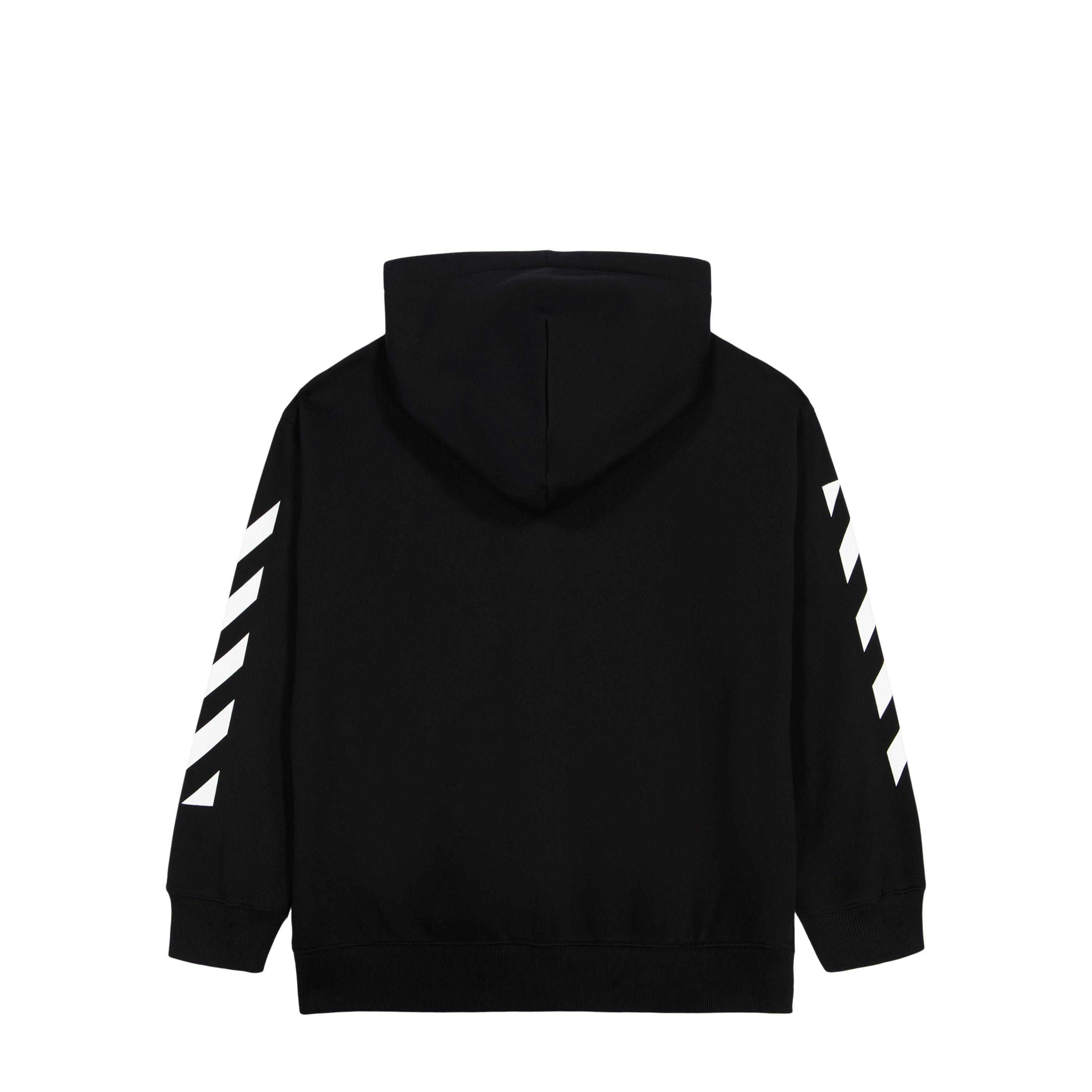 Black - L AB Off White - Kids' Small Logo Full-Zip Teddy Fleece Hoodie - 3