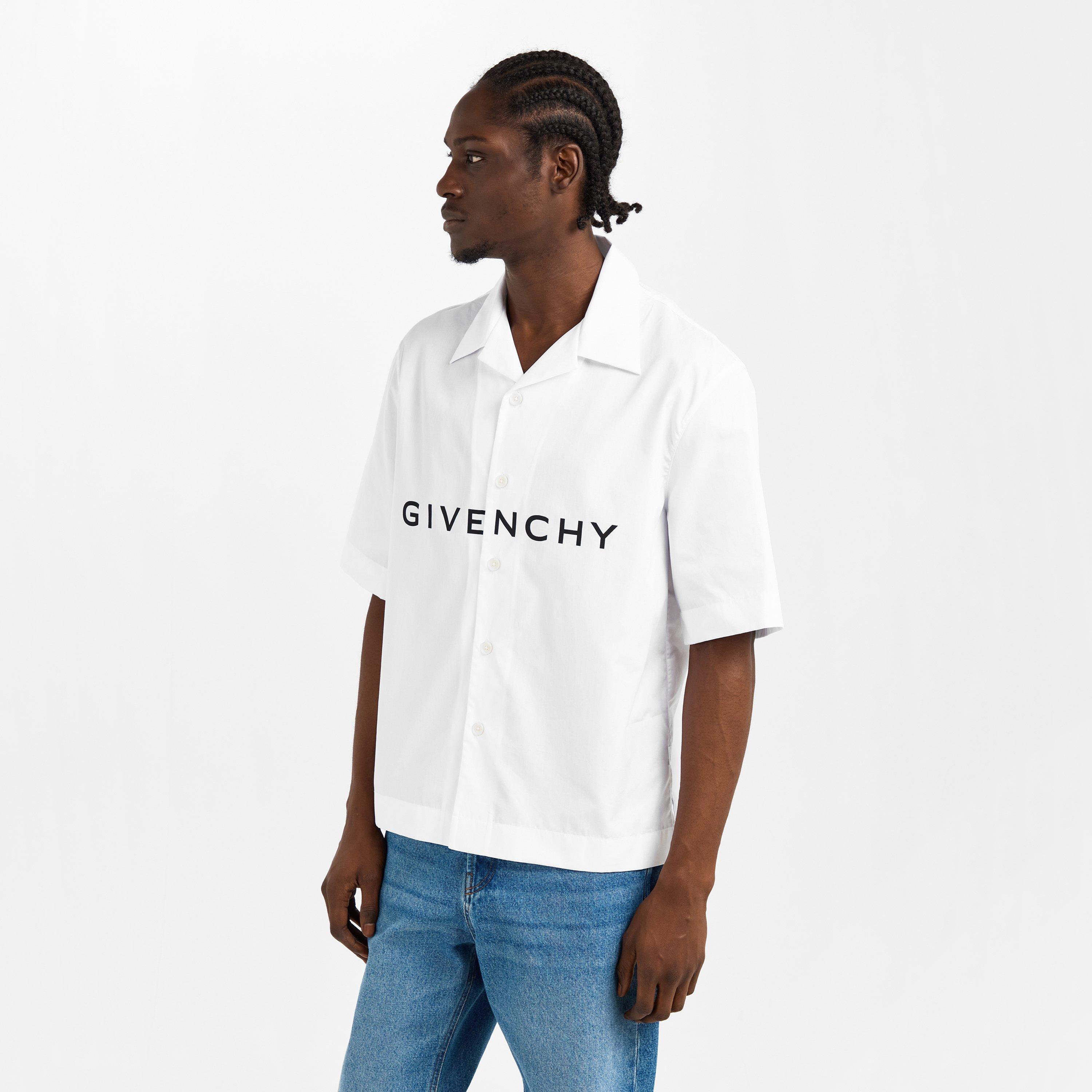 White/Black - GIVENCHY - Men's GIV Boxy Fit Short Sleeve Plain Shirt - 3