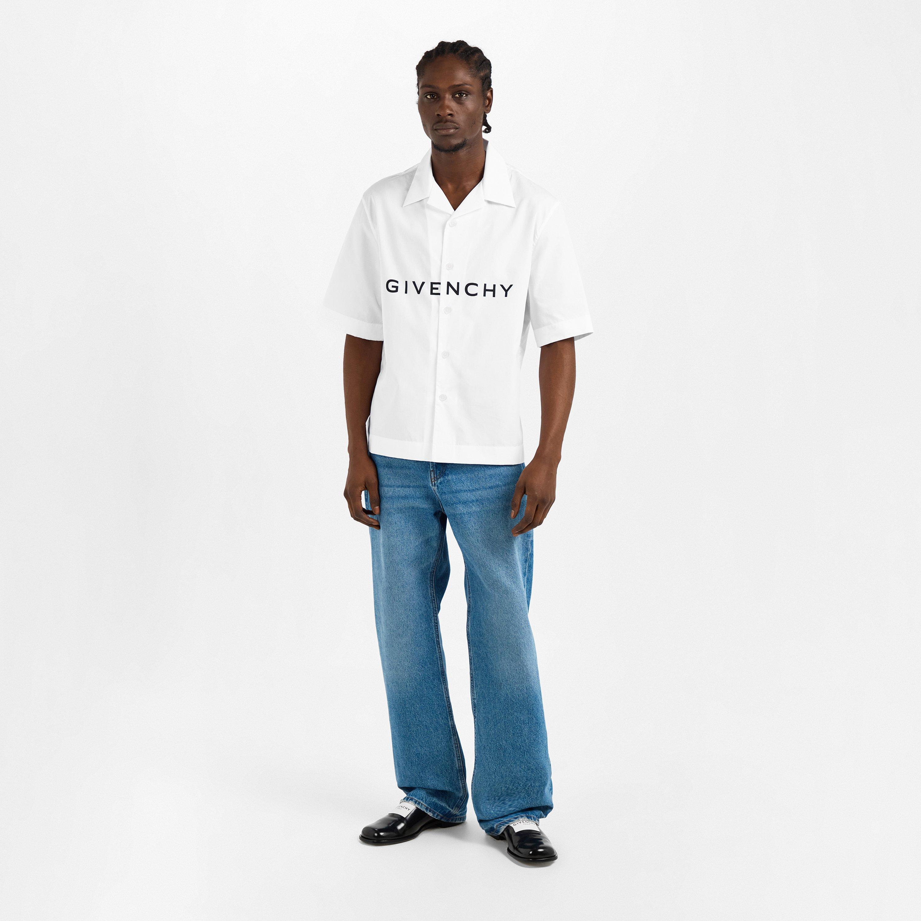 White/Black - GIVENCHY - Men's GIV Boxy Fit Short Sleeve Plain Shirt - 6