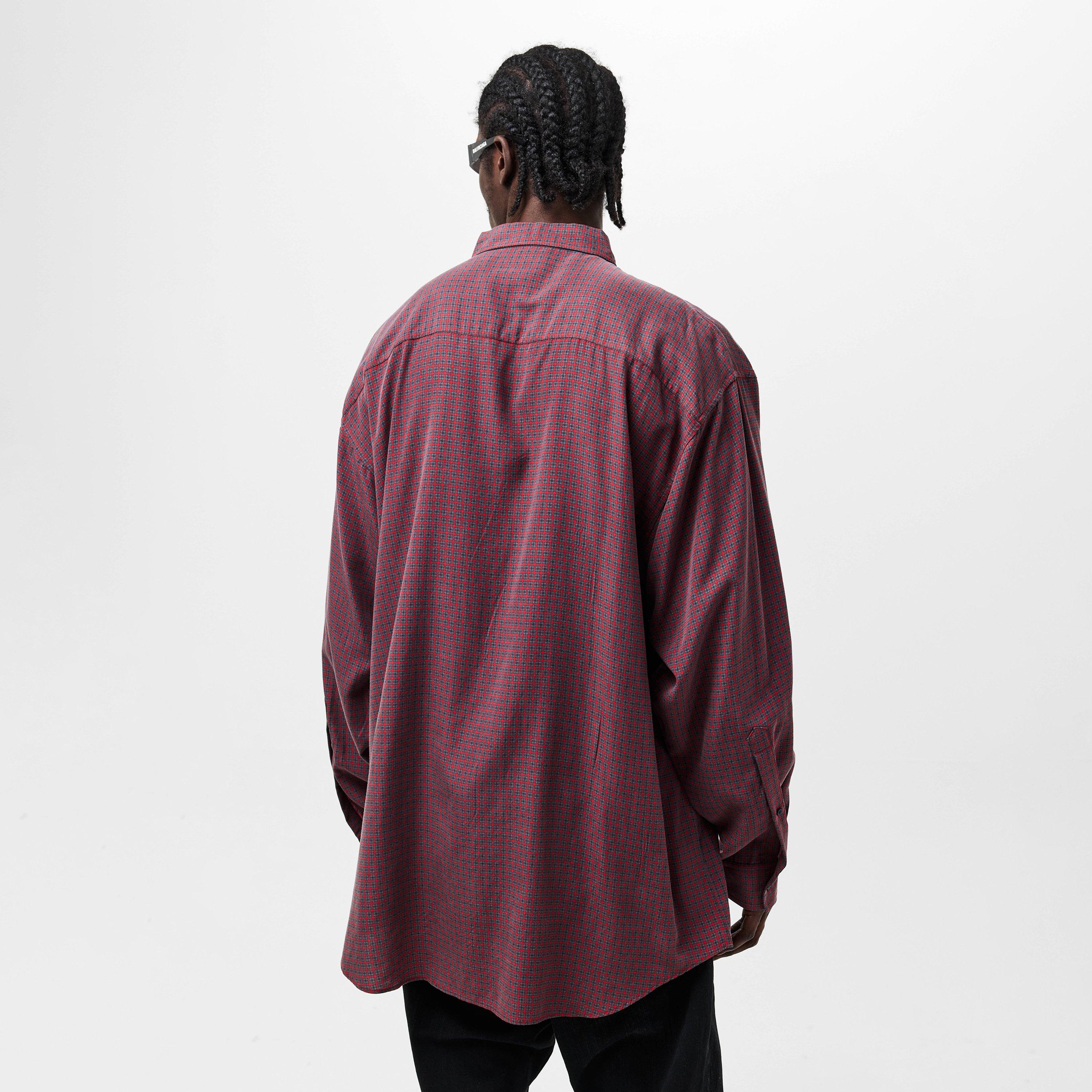 Red/Grey - Balenciaga - Men's Long-Sleeve Plain Shirt - 4