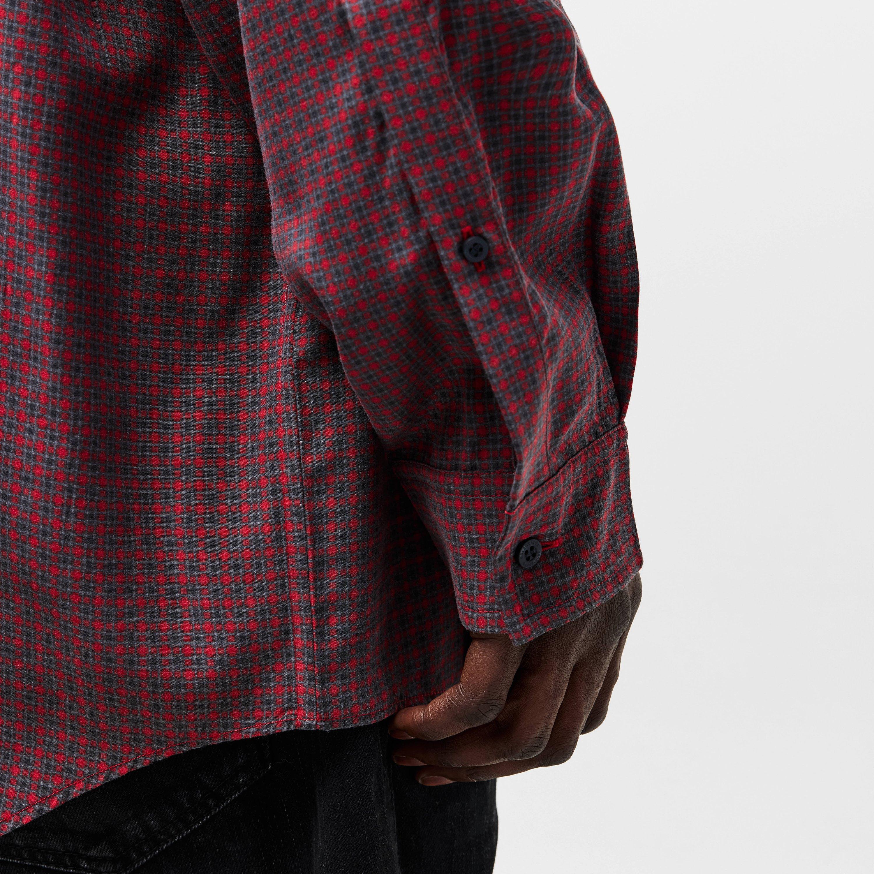 Red/Grey - Balenciaga - Men's Long-Sleeve Plain Shirt - 5