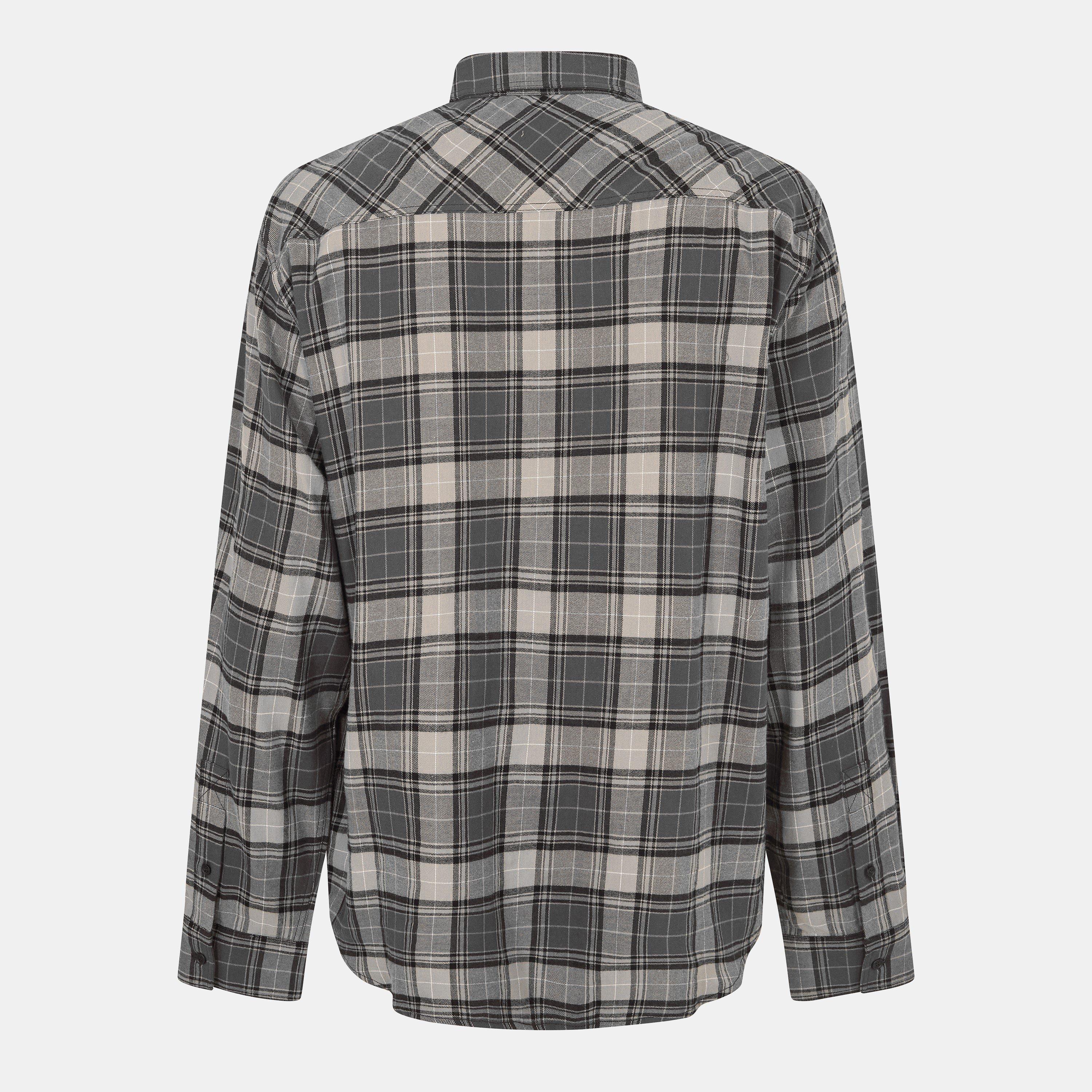 Dark Grey - Off White - Men's Spray Flannel Long Sleeve Patterned Shirt - 2