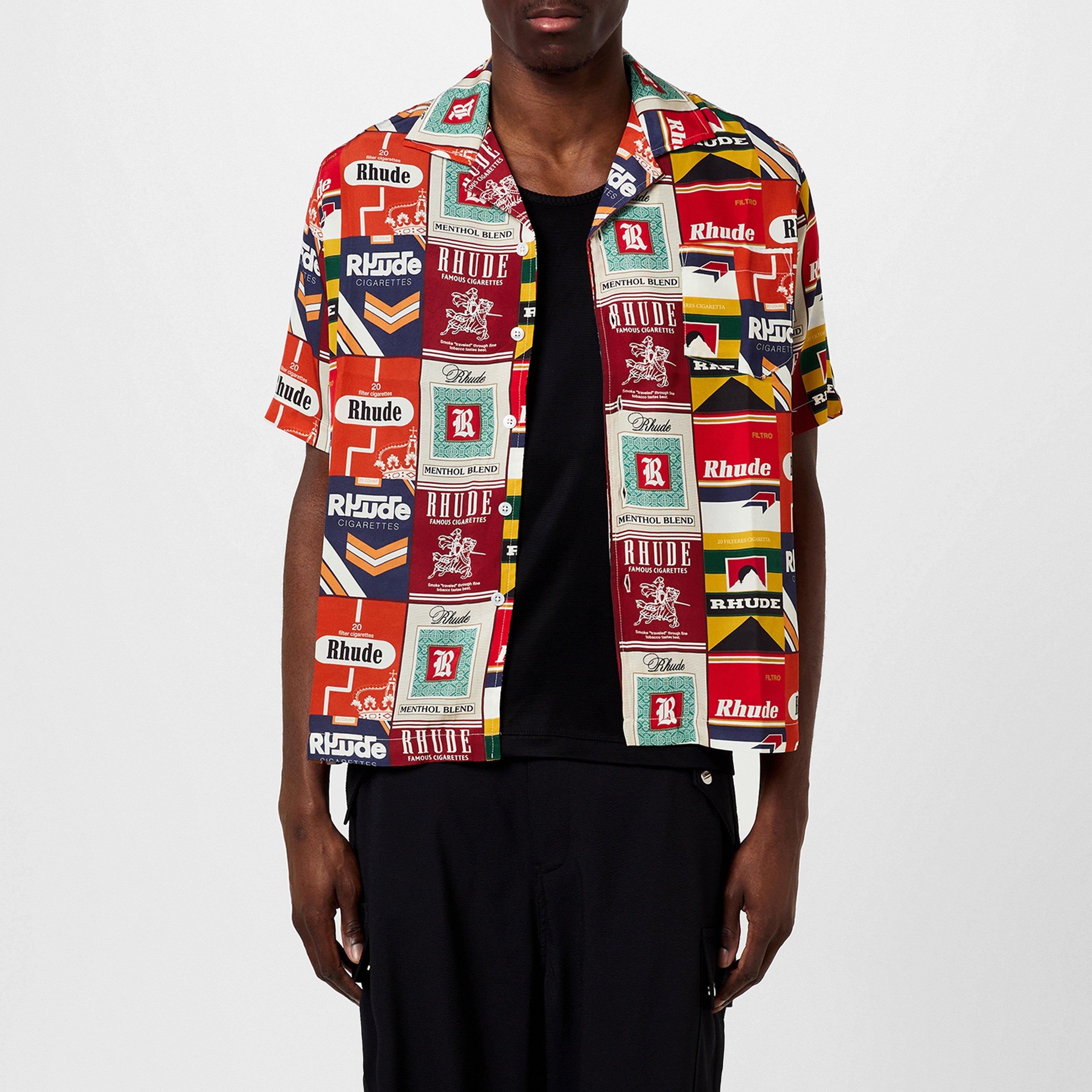 Red Multi - Rhude - Men's Silk Short-Sleeve Patterned Shirt - 3