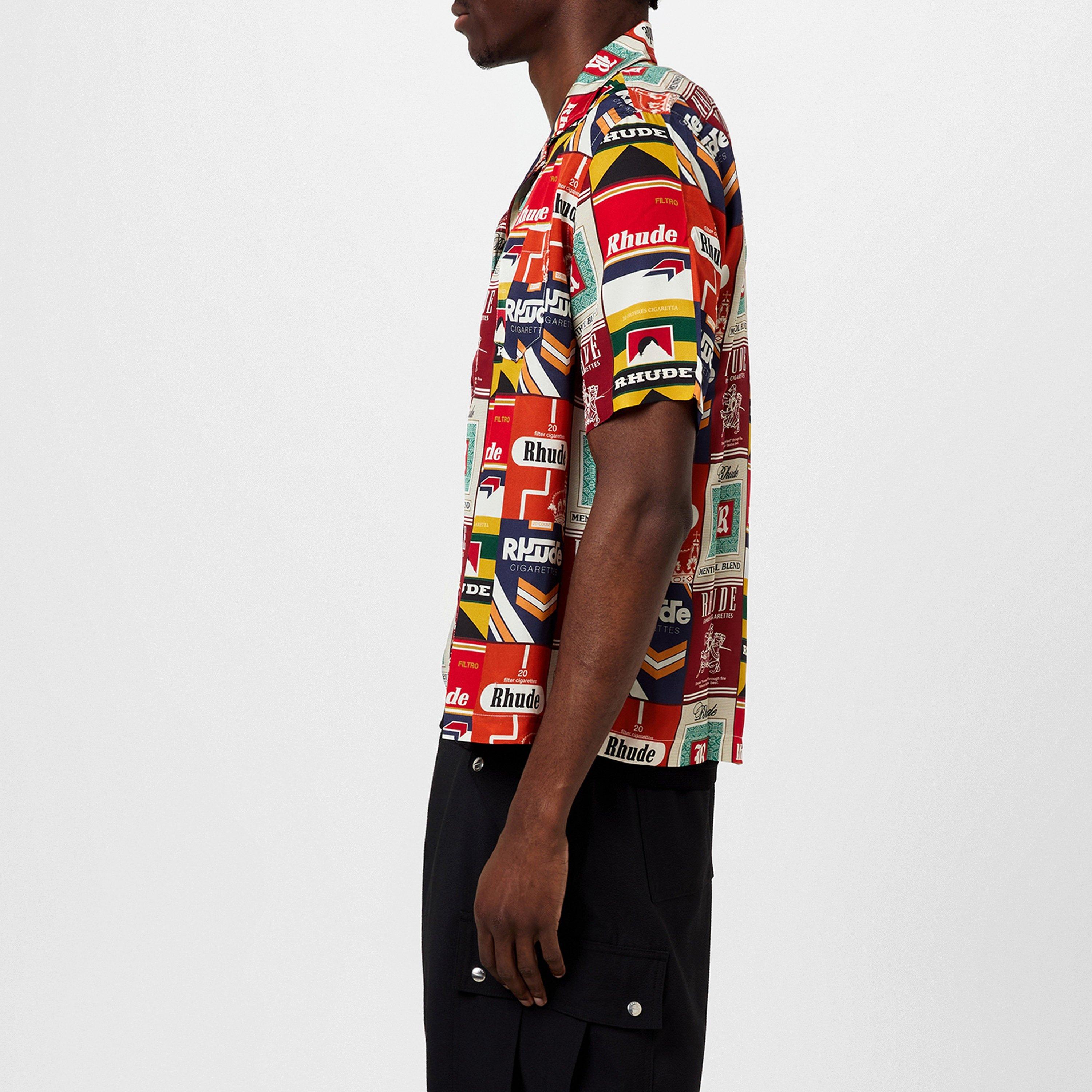 Red Multi - Rhude - Men's Silk Short-Sleeve Patterned Shirt - 5