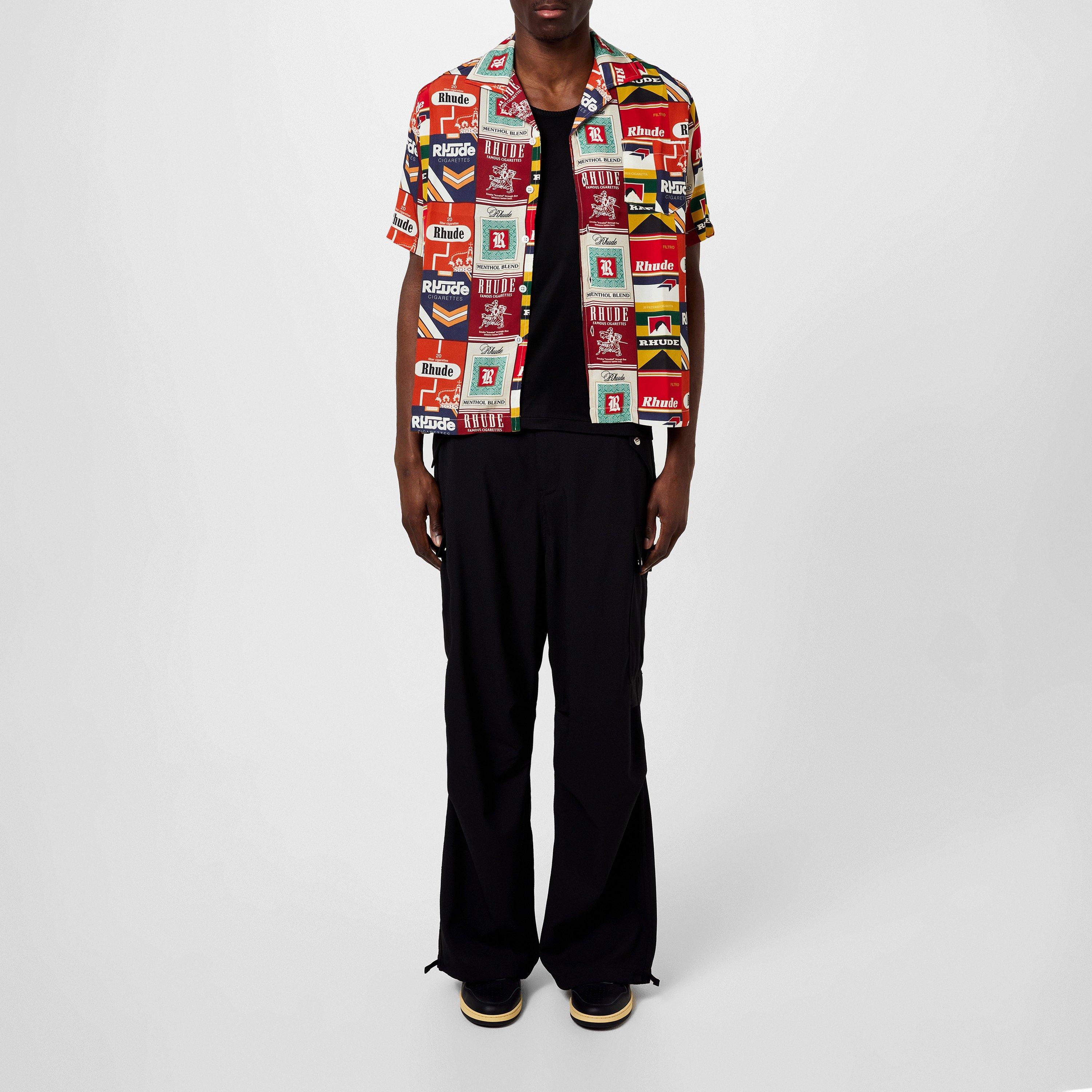 Red Multi - Rhude - Men's Silk Short-Sleeve Patterned Shirt - 6