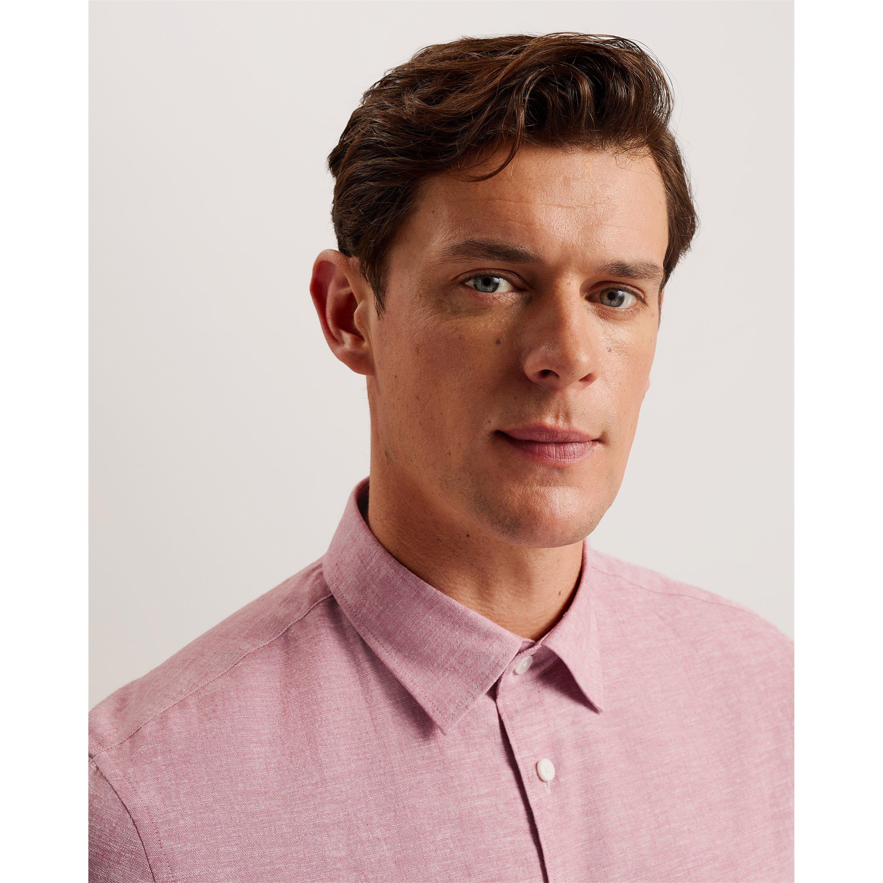 Mid Pink - Ted Baker - Men's Short-Sleeve Plain Shirt - 4