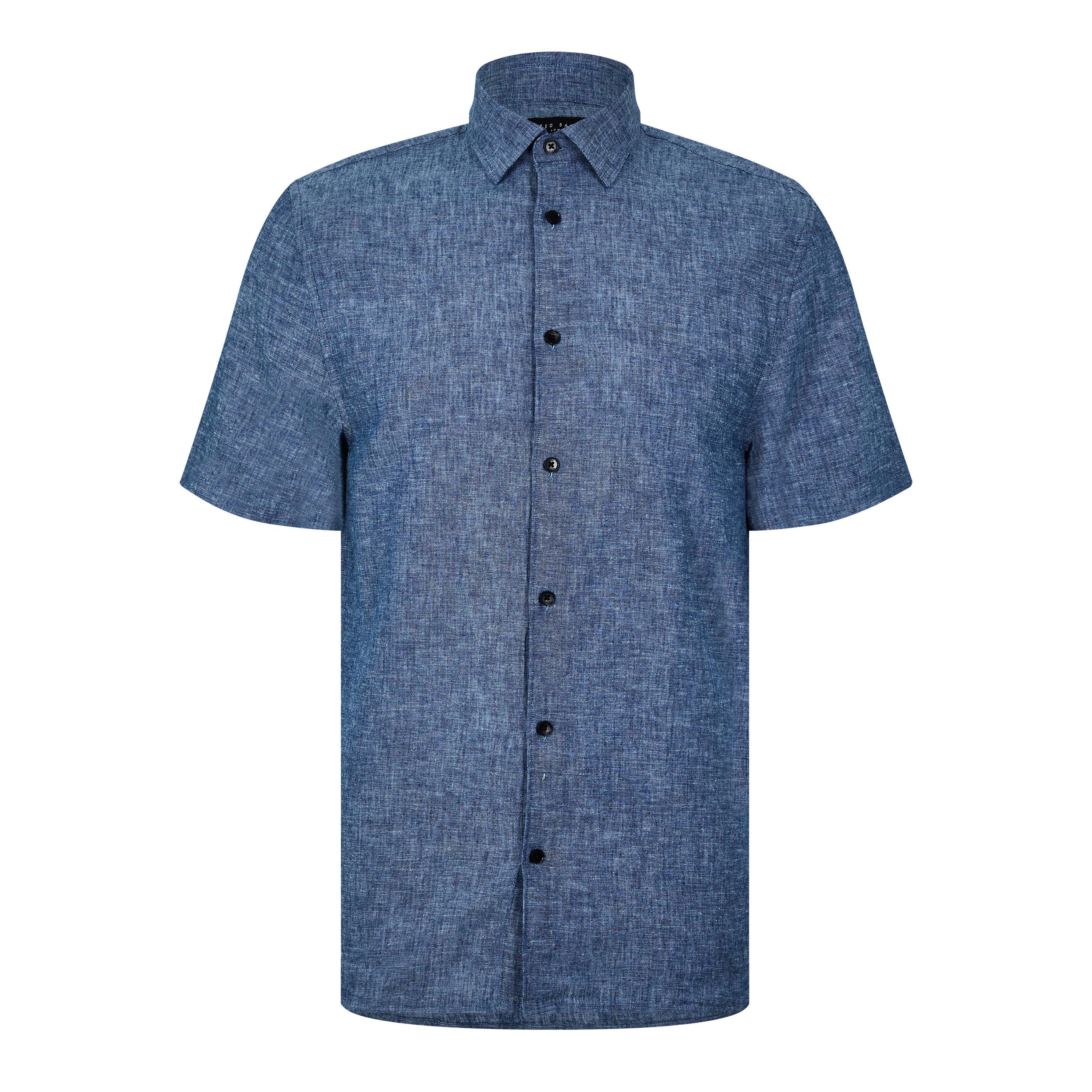 Ted Baker Men's Short-Sleeve Plain Shirt - Dk Blue - XL (5)