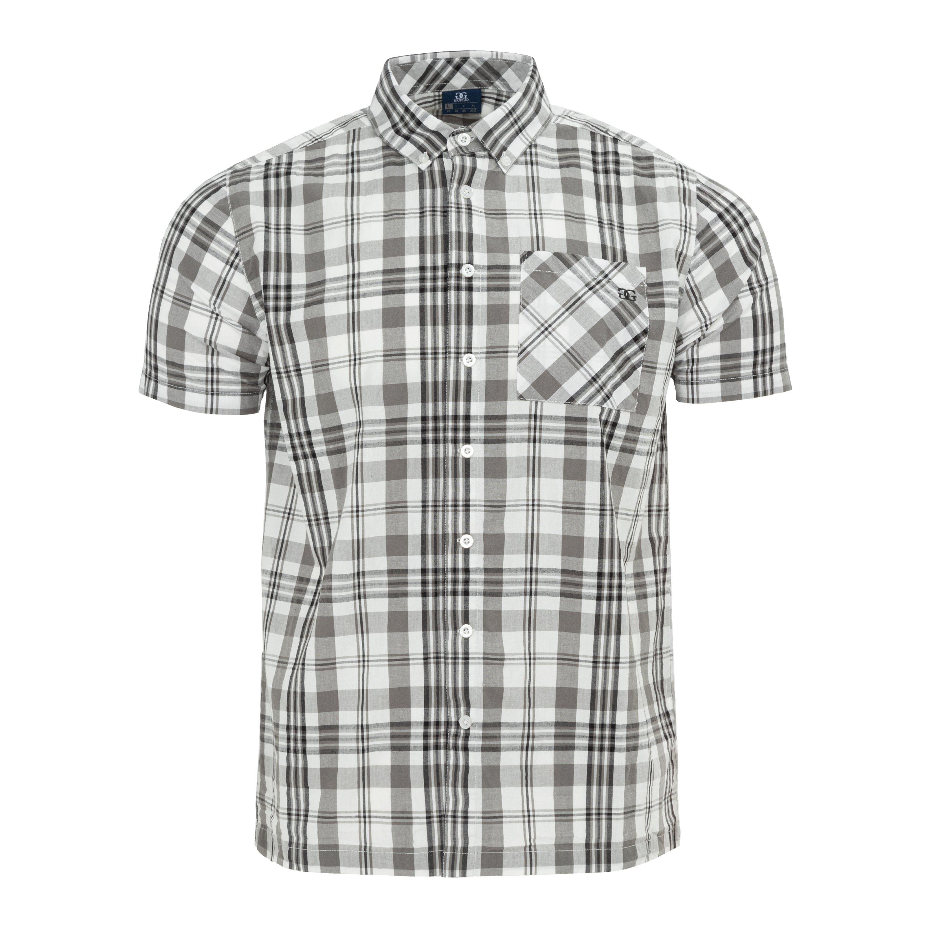 Giorgio Men's Short Sleeve Check Shirt - White Check - Medium