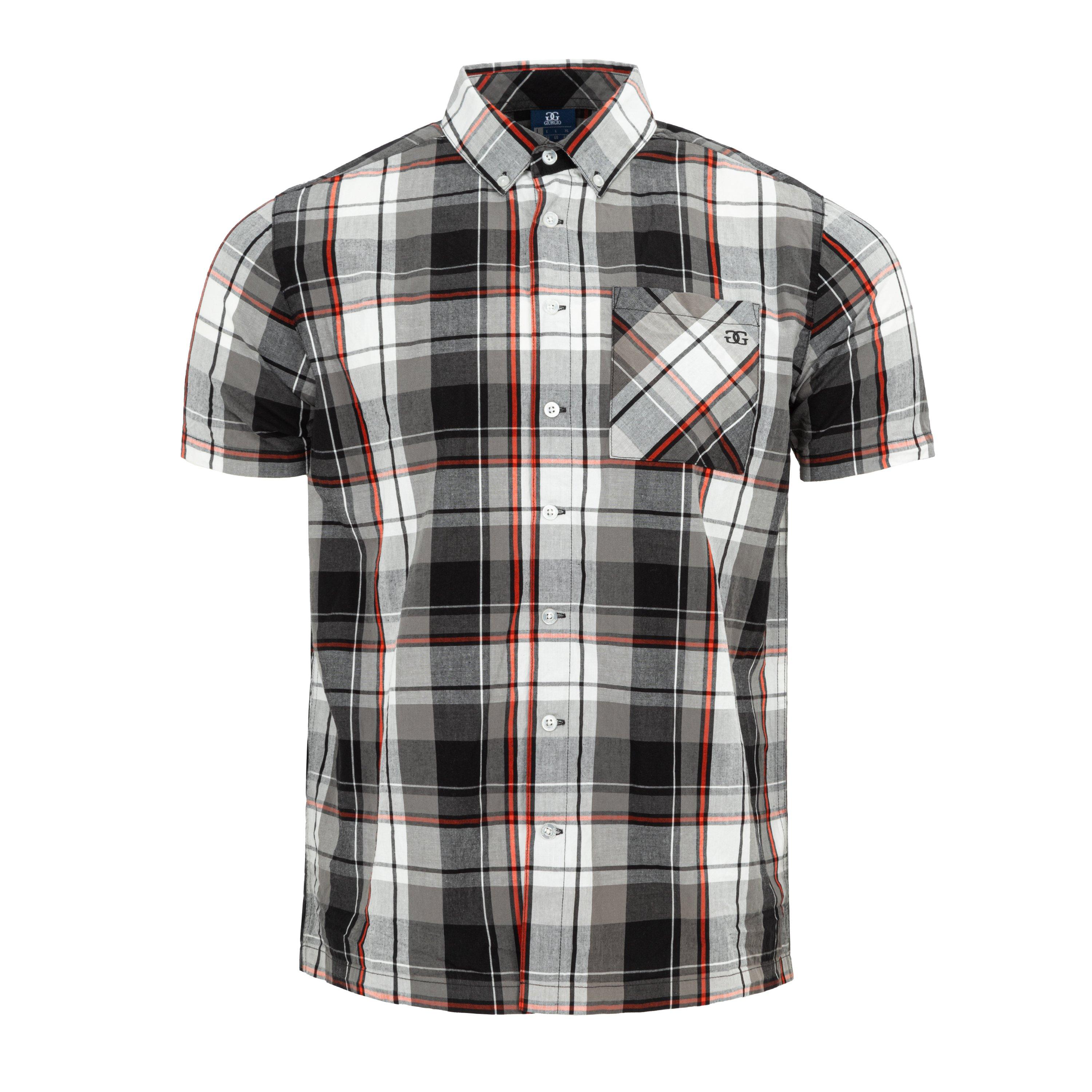 Giorgio Men's Short Sleeve Check Shirt - Black Check - Small
