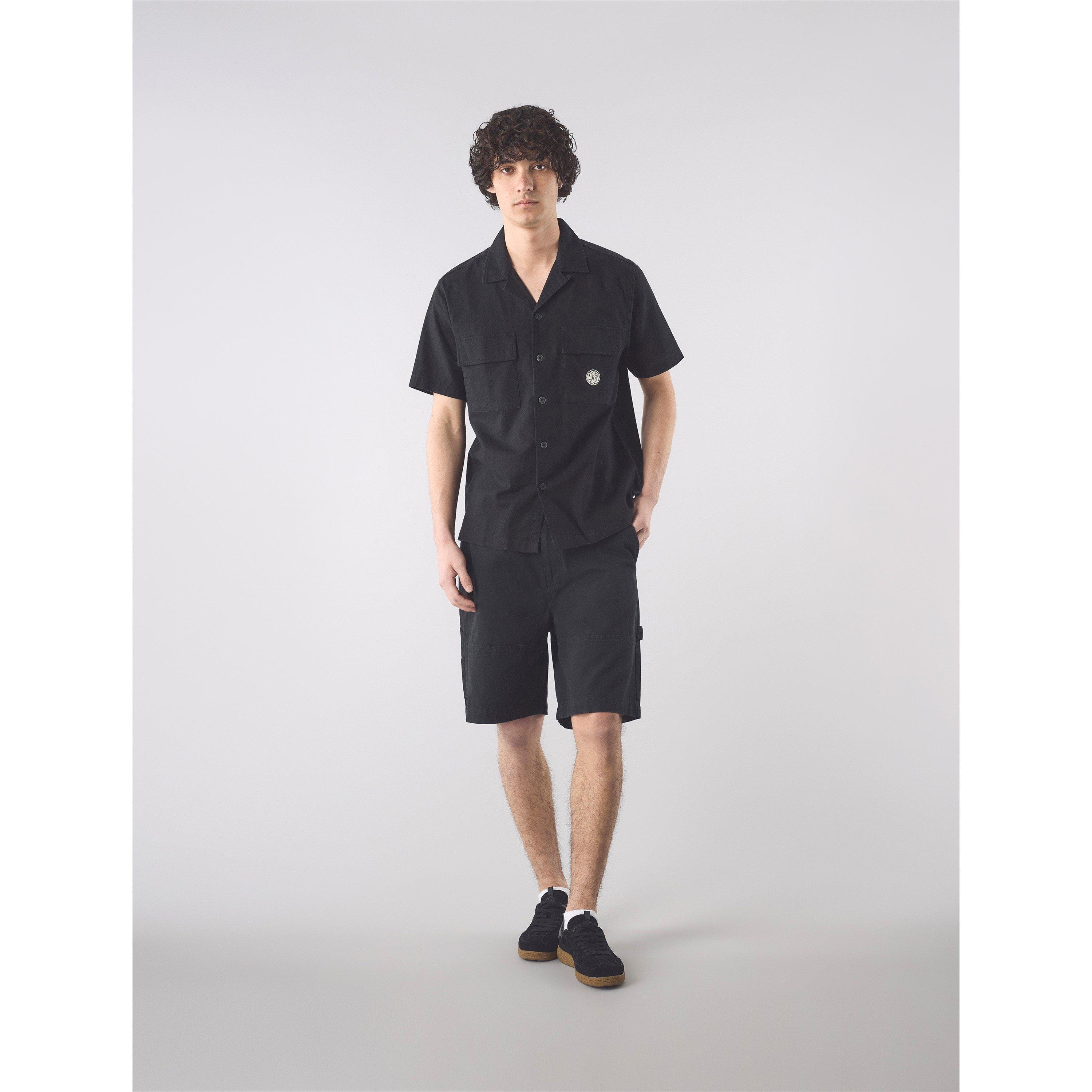 Black - Pretty Green - Men's Stamford Cuban Collar Short-Sleeve Plain Shirt - 2