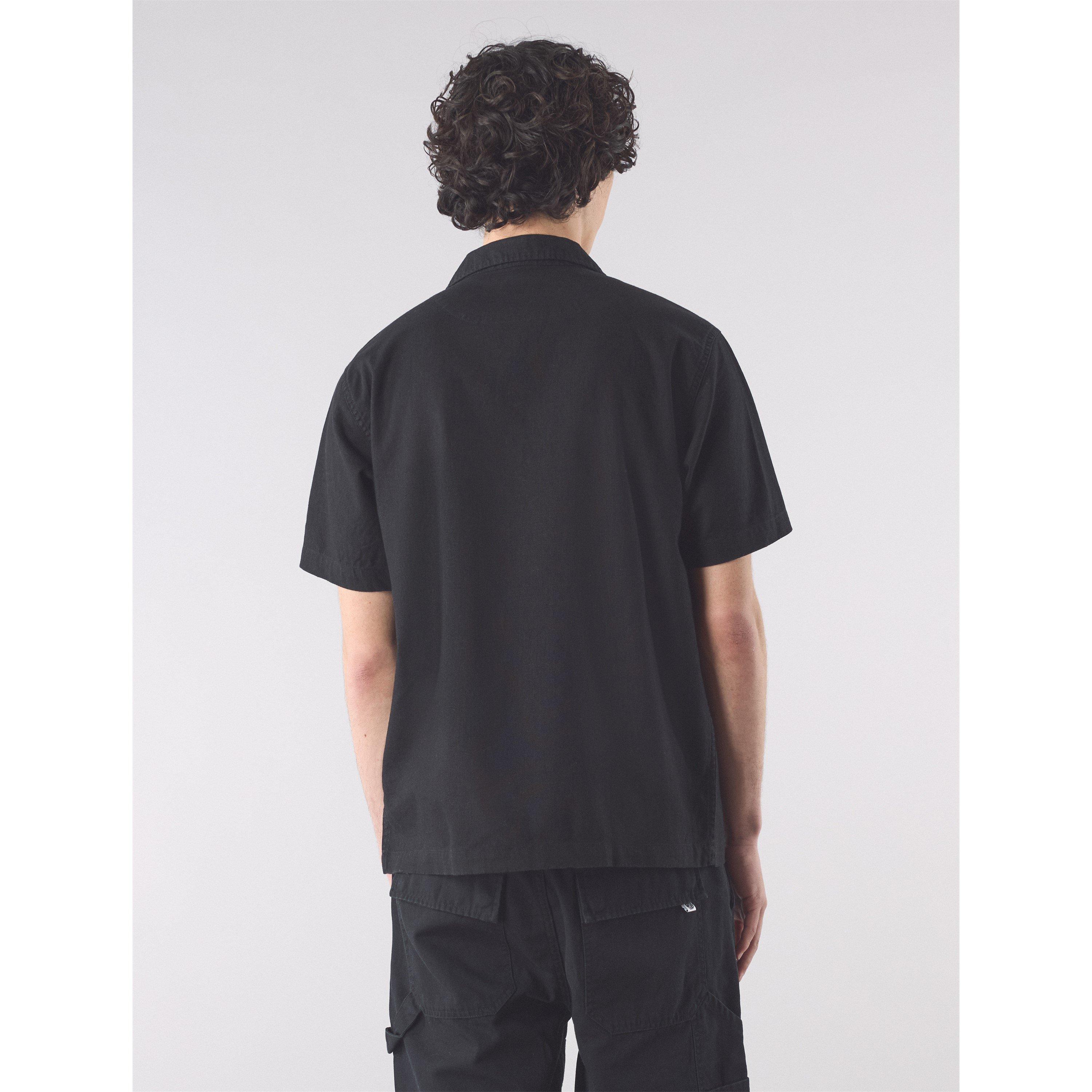 Black - Pretty Green - Men's Stamford Cuban Collar Short-Sleeve Plain Shirt - 4