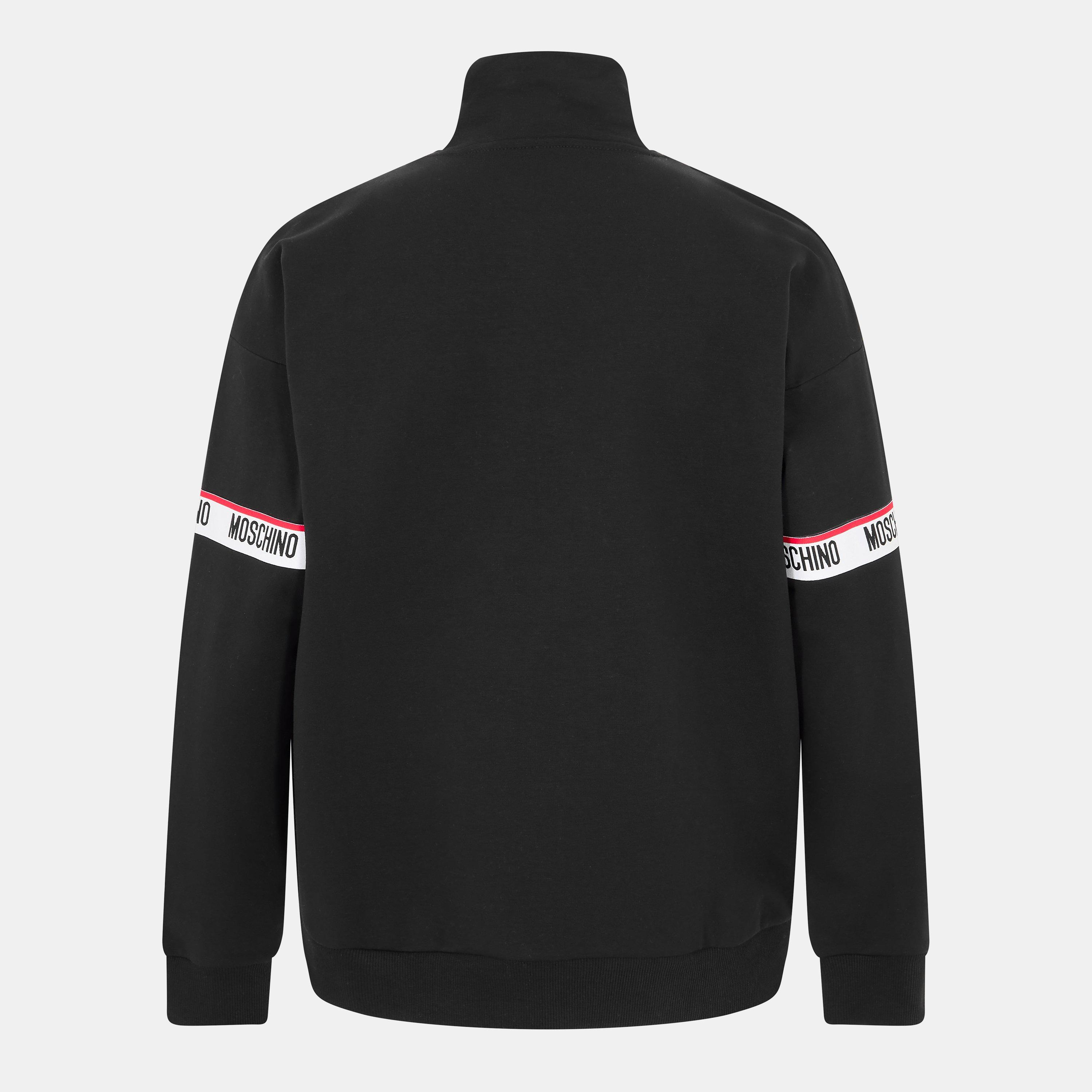 Black - Moschino - Men's quarter Zip Fleece Top - 2