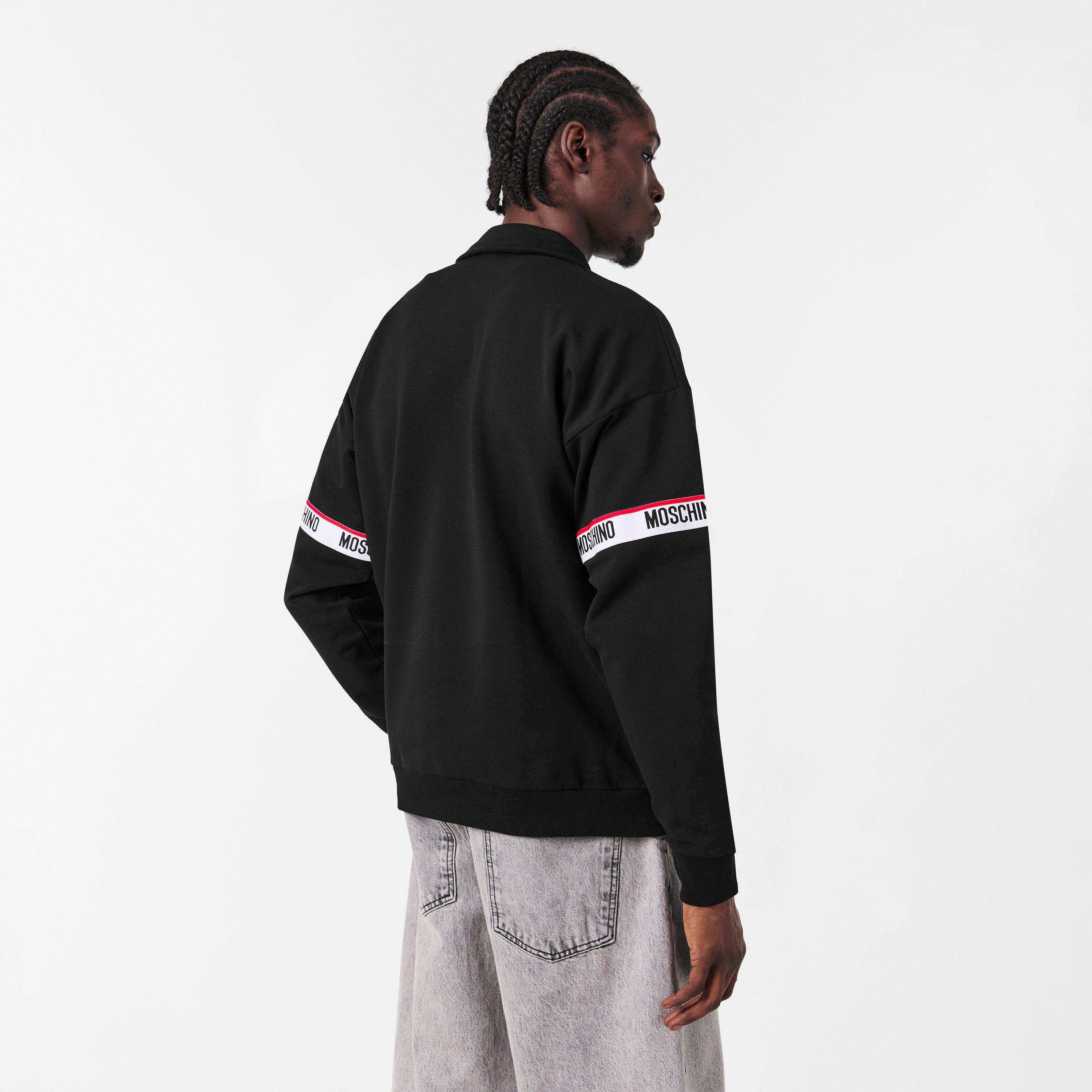 Black - Moschino - Men's quarter Zip Fleece Top - 4