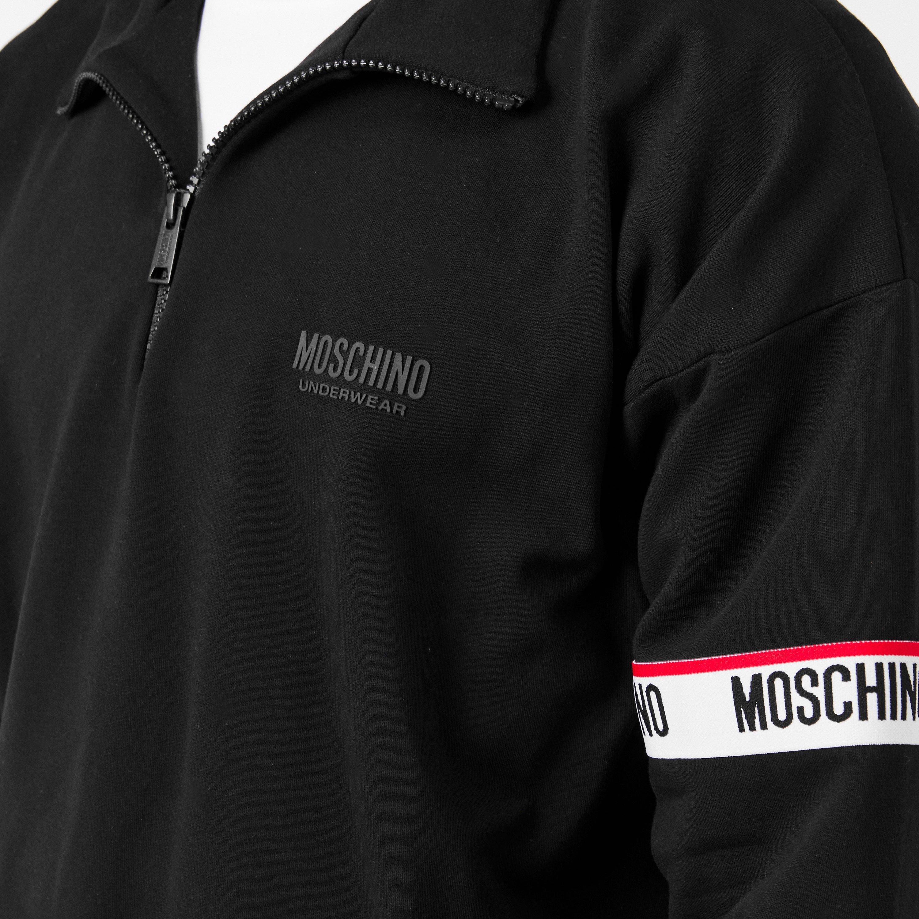 Black - Moschino - Men's quarter Zip Fleece Top - 5
