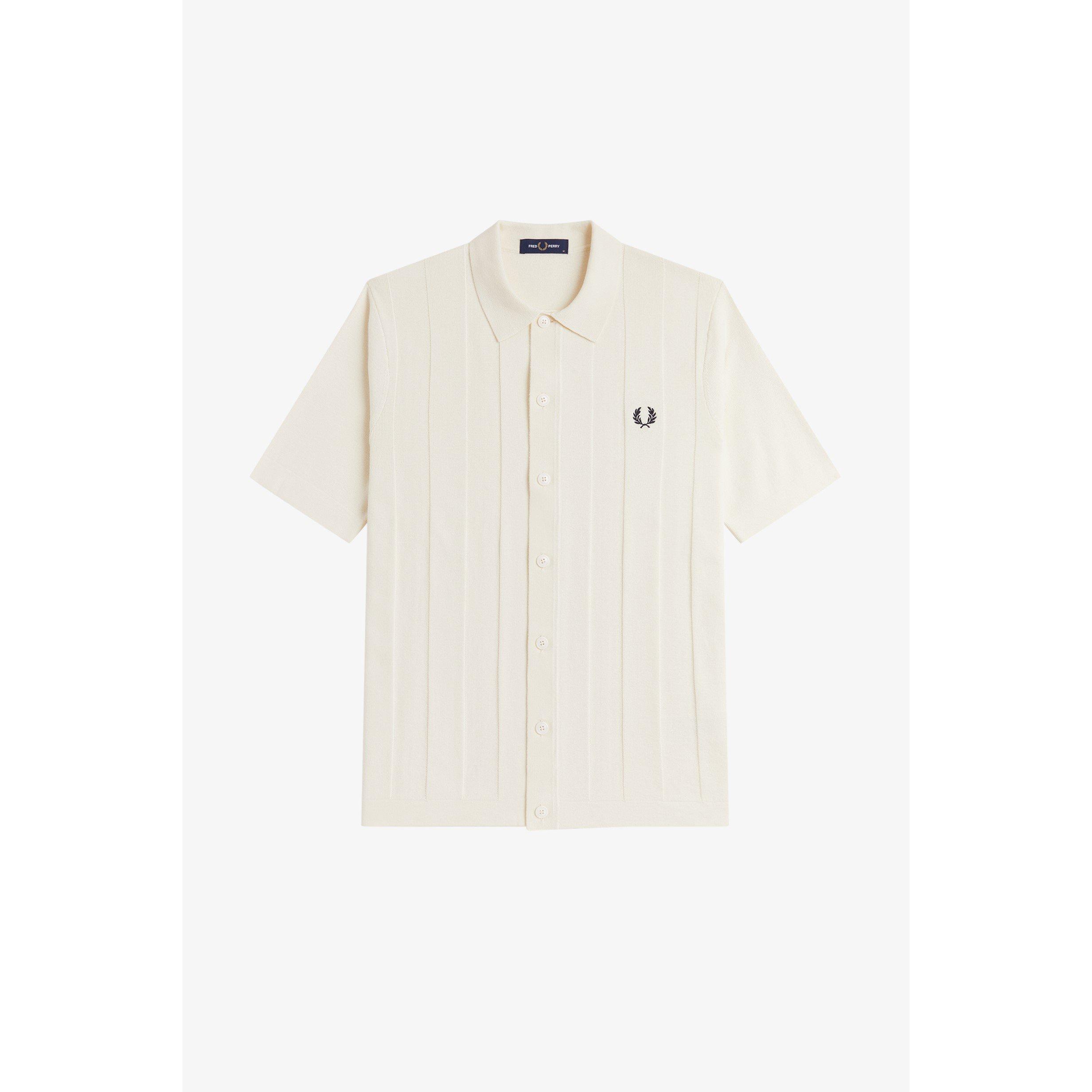 Fred Perry Men's Patterned Short Sleeve Shirt - Ecru 560 - XL