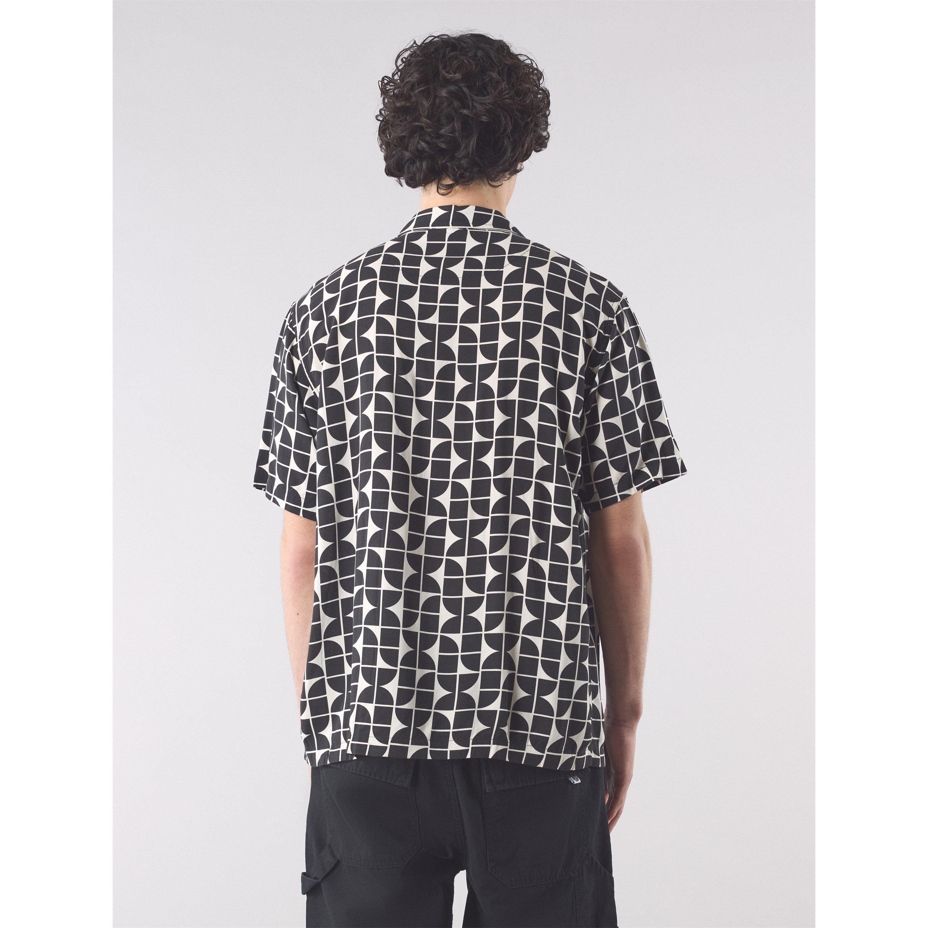 Black - Pretty Green - Men's Bauhaus Cuban Collar Short-Sleeve Plain Shirt - 3