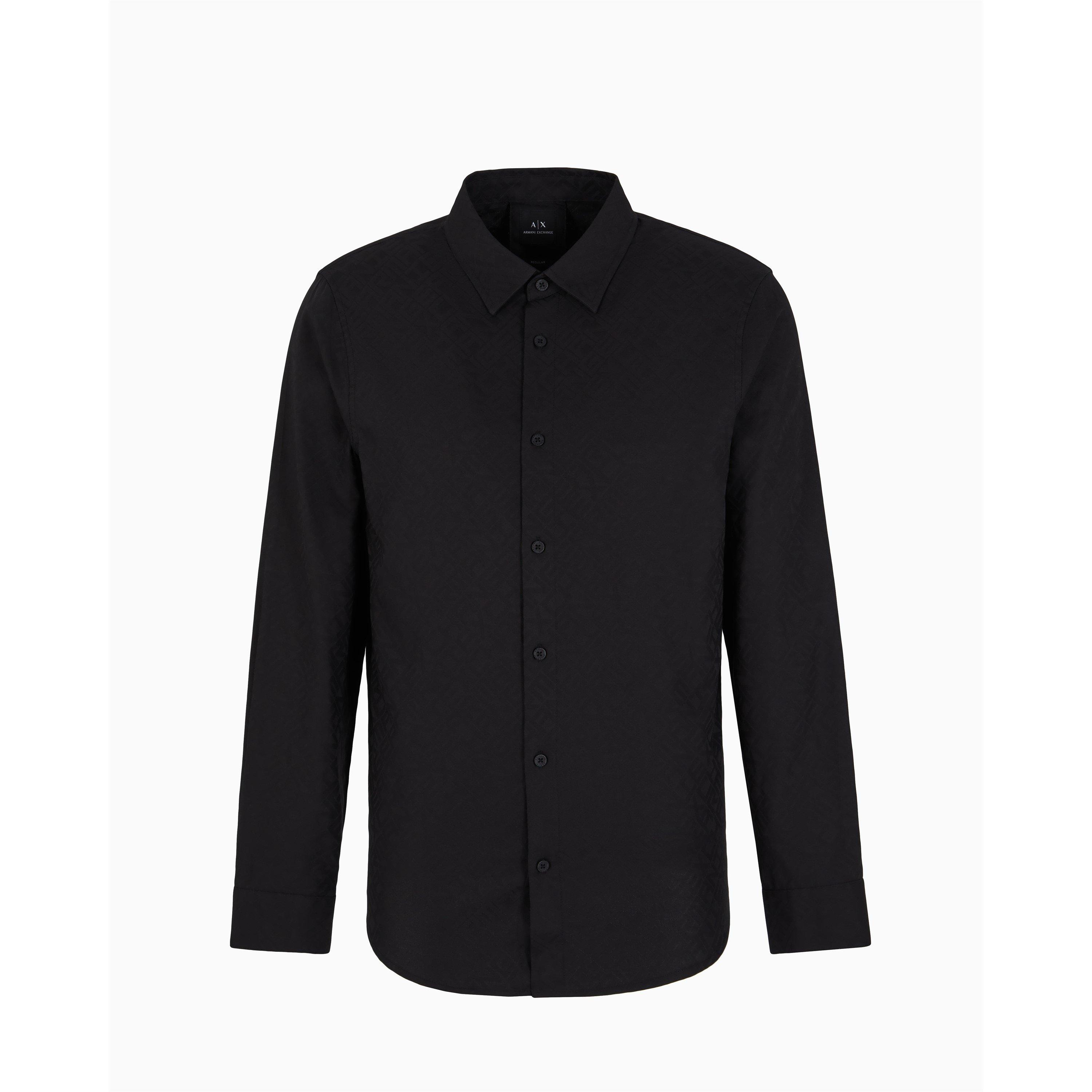 Black FC041 - Armani Exchange - Men's Long-Sleeve Patterned Shirt - 5