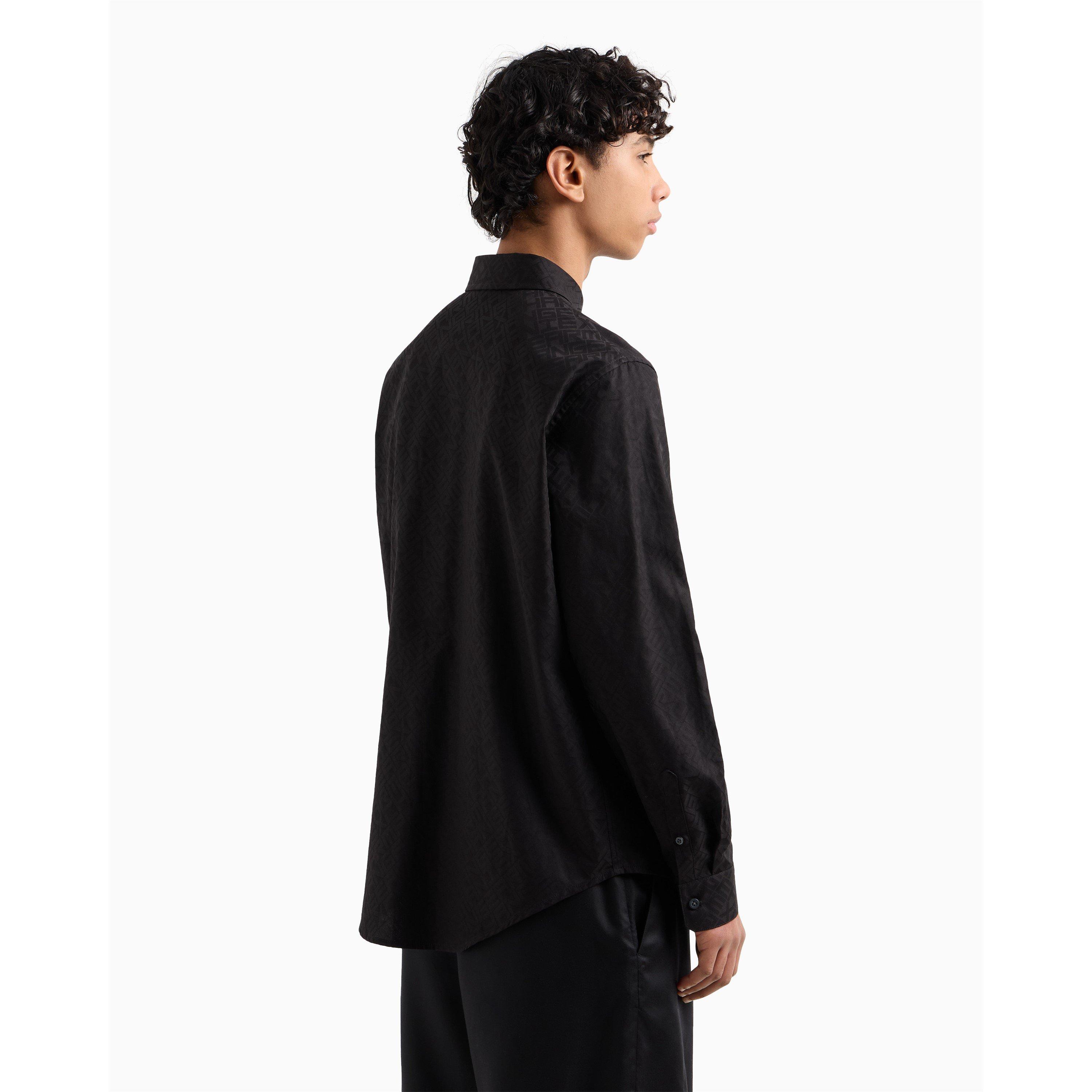 Black FC041 - Armani Exchange - Men's Long-Sleeve Patterned Shirt - 2