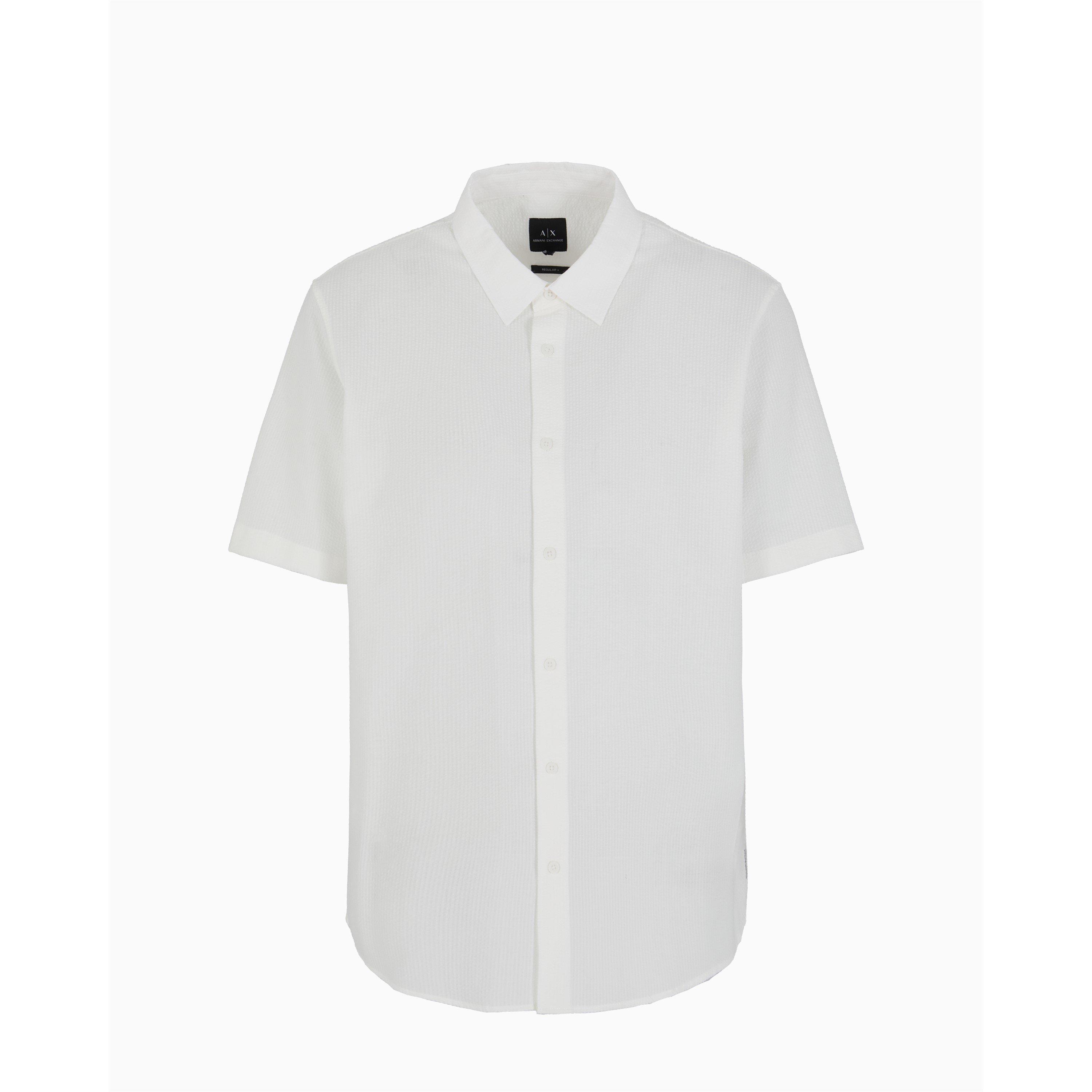 Armani Exchange Men's Short Sleeve Plain Shirt - Off White U0009 - S