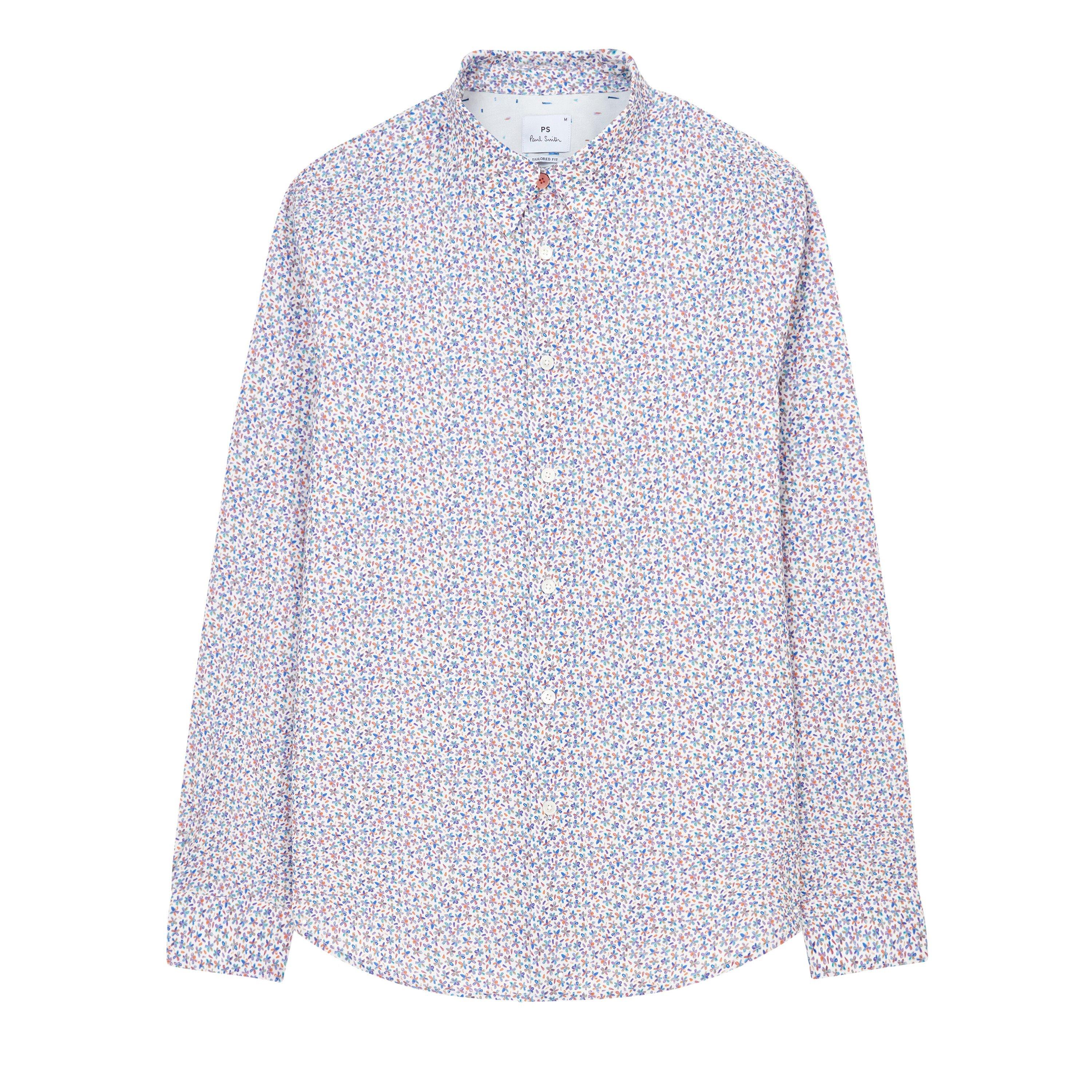 White 01 - PS Paul Smith - Men's Floral Long Sleeve Shirt - 1