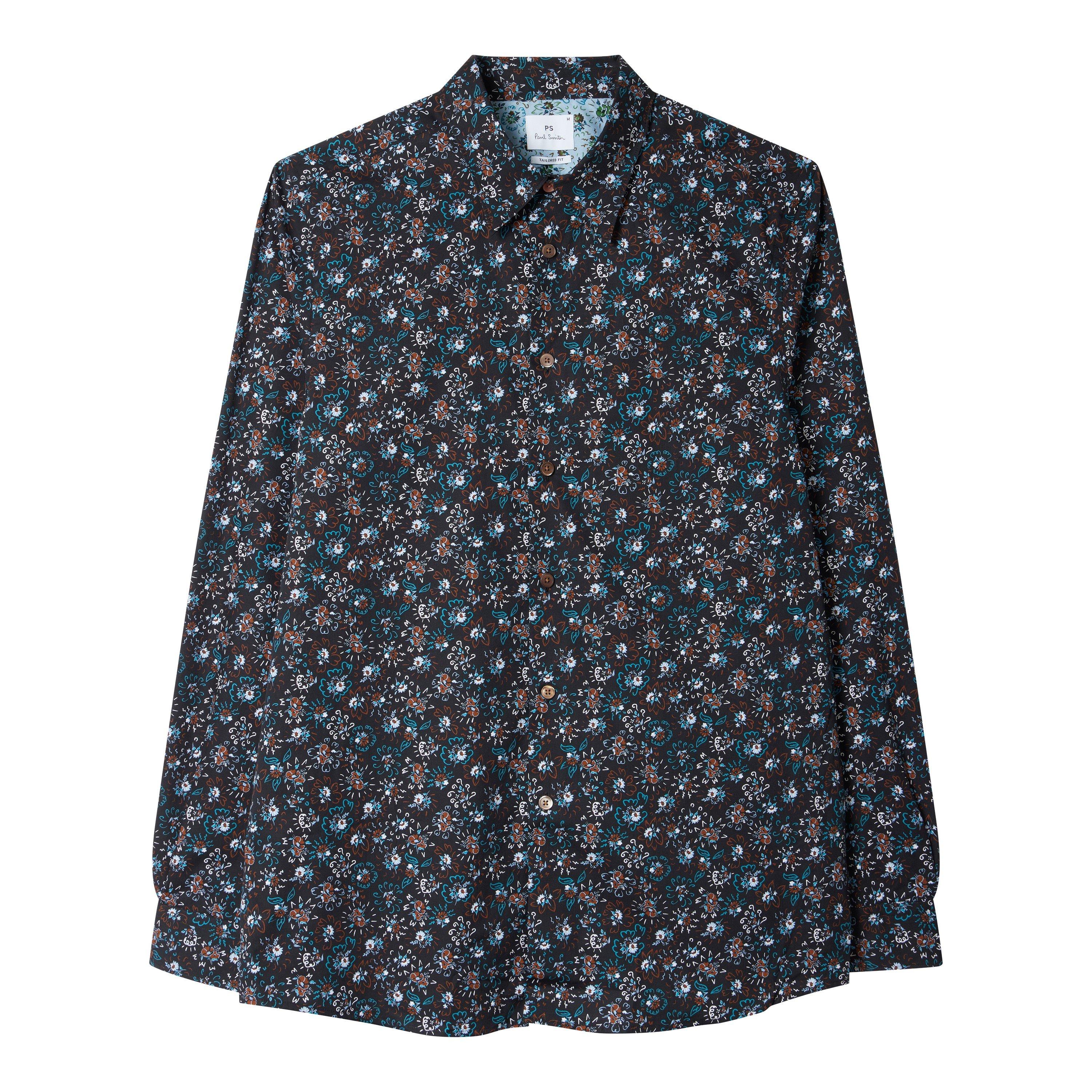 PS Paul Smith Men's Floral Long Sleeve Shirt - Black 79 - L