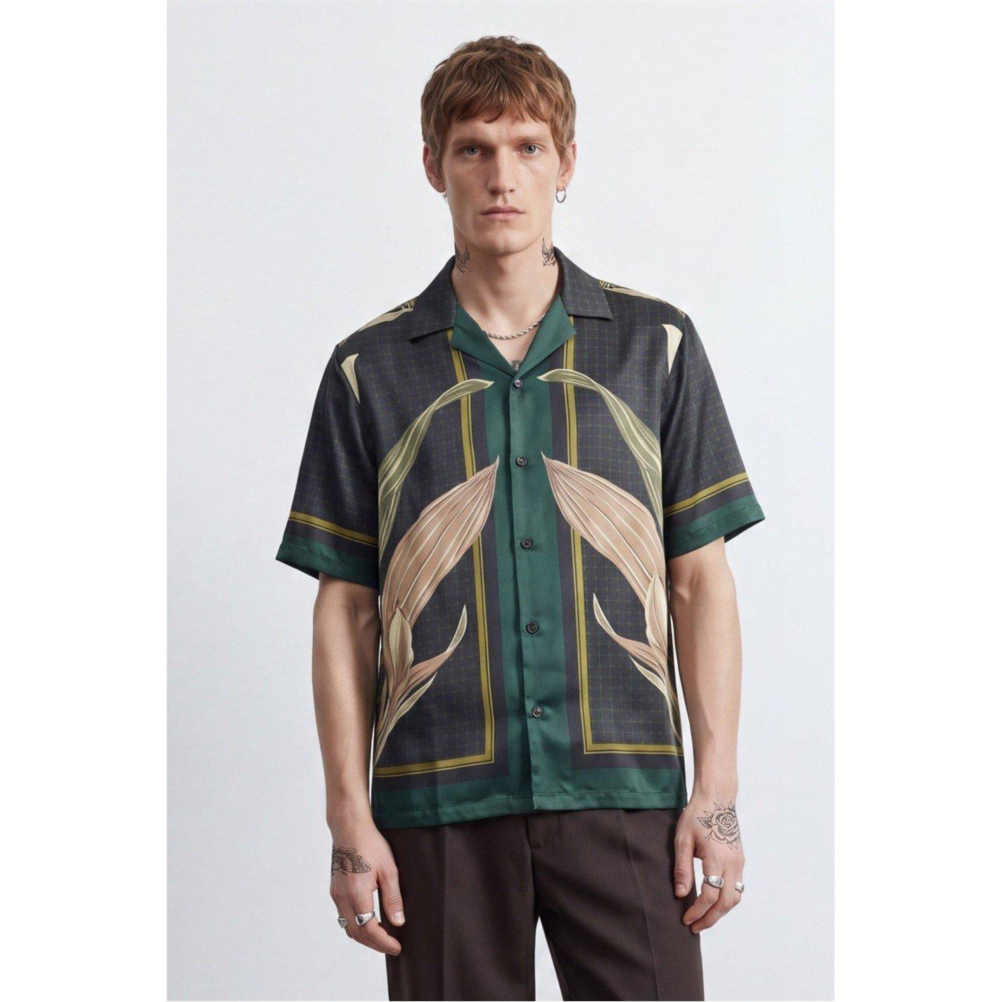 Burgundy - Twisted Tailor - Stellan Burgundy Botanical Print Revere Shirt - 2