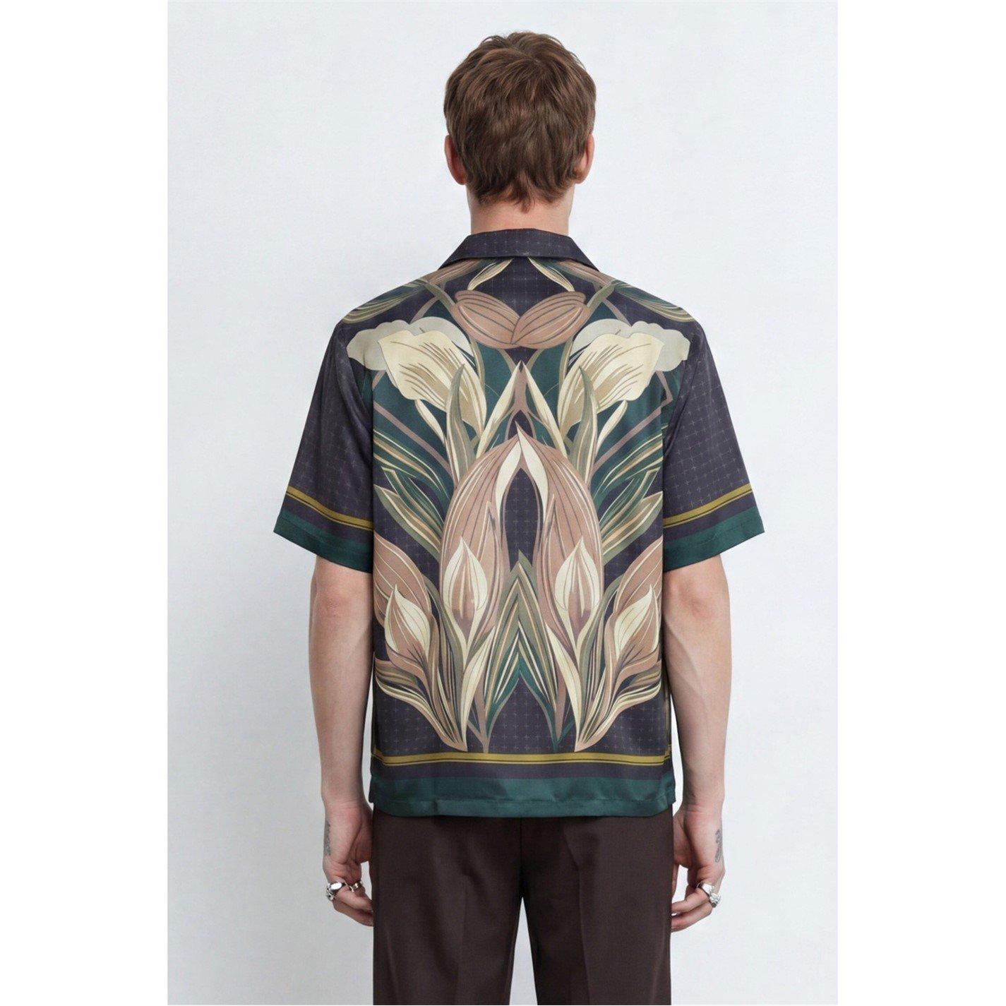 Burgundy - Twisted Tailor - Stellan Burgundy Botanical Print Revere Shirt - 3