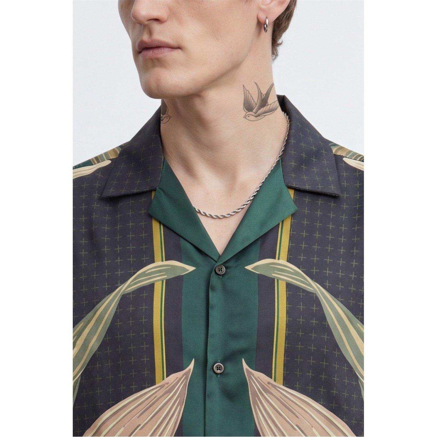 Burgundy - Twisted Tailor - Stellan Burgundy Botanical Print Revere Shirt - 4