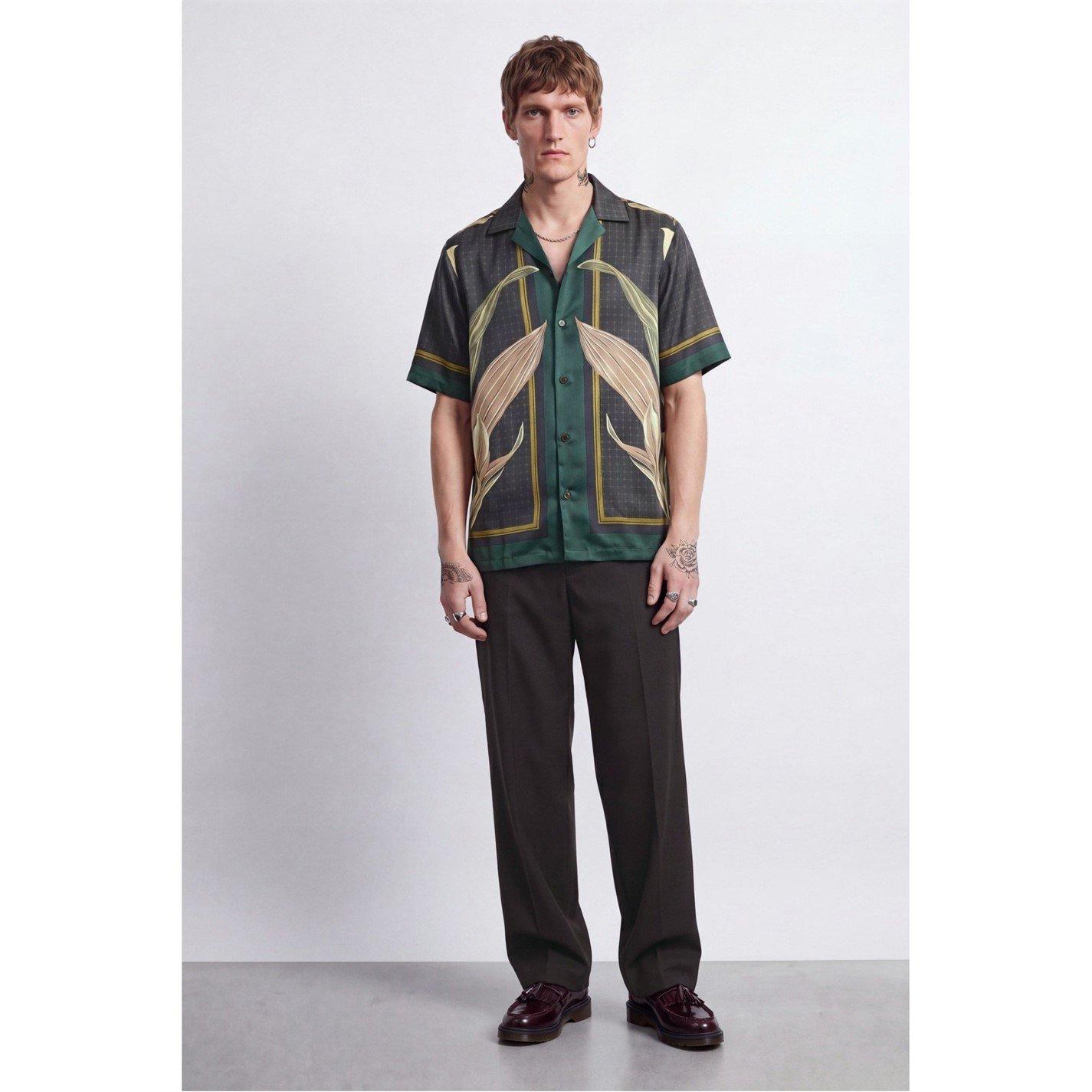 Burgundy - Twisted Tailor - Stellan Burgundy Botanical Print Revere Shirt - 5