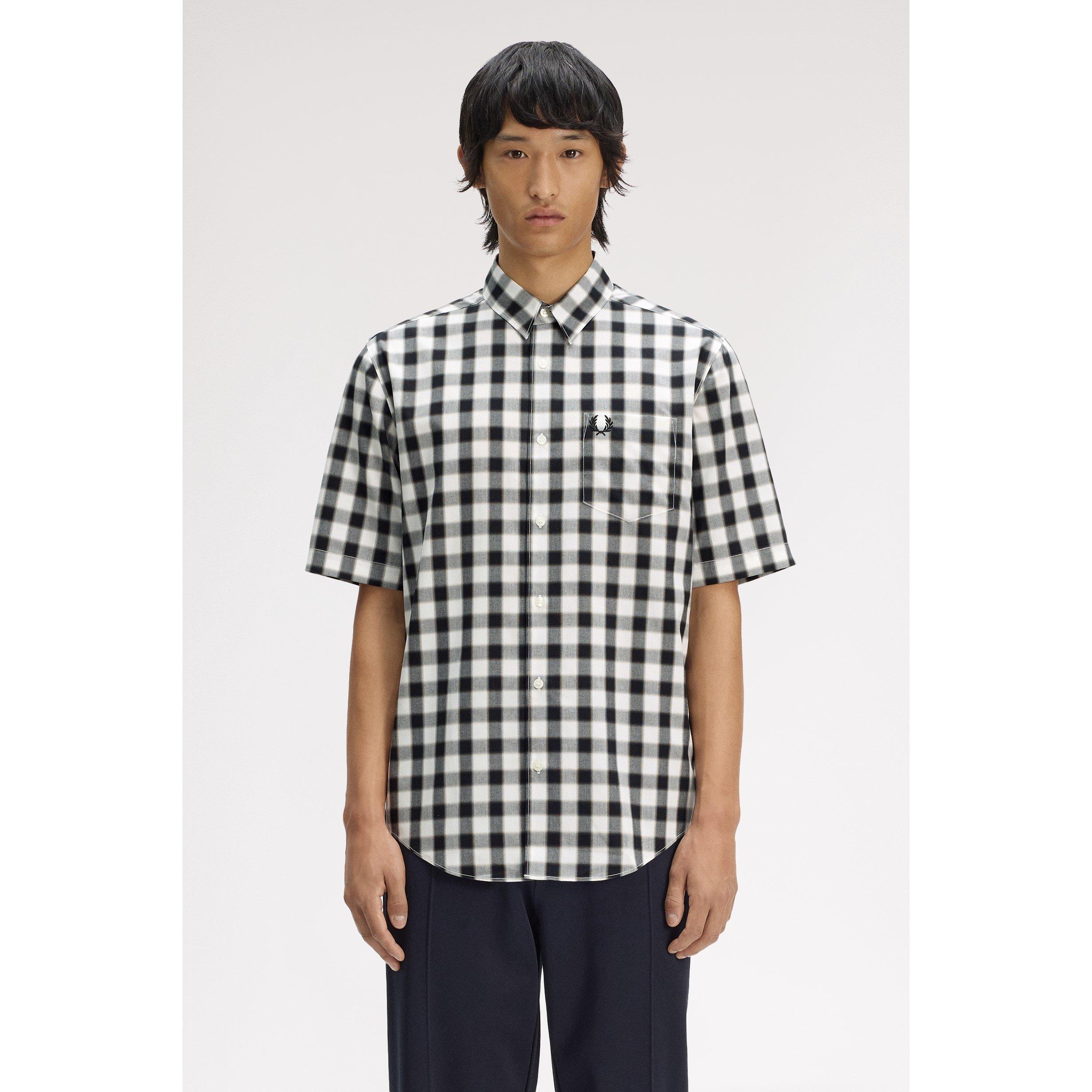 White/Black 129 - Fred Perry - Men's Patterned Short Sleeve Shirt - 3