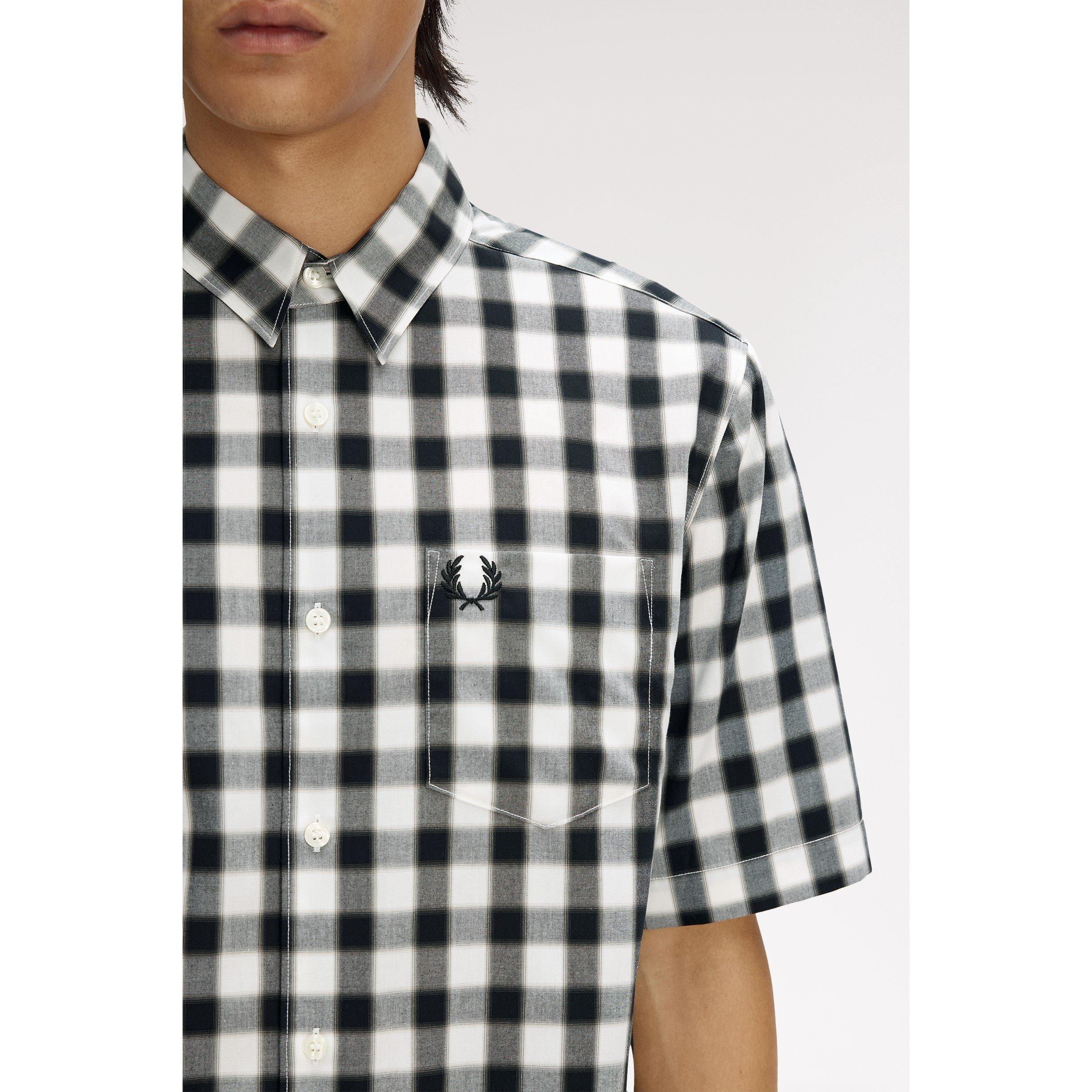 White/Black 129 - Fred Perry - Men's Patterned Short Sleeve Shirt - 5