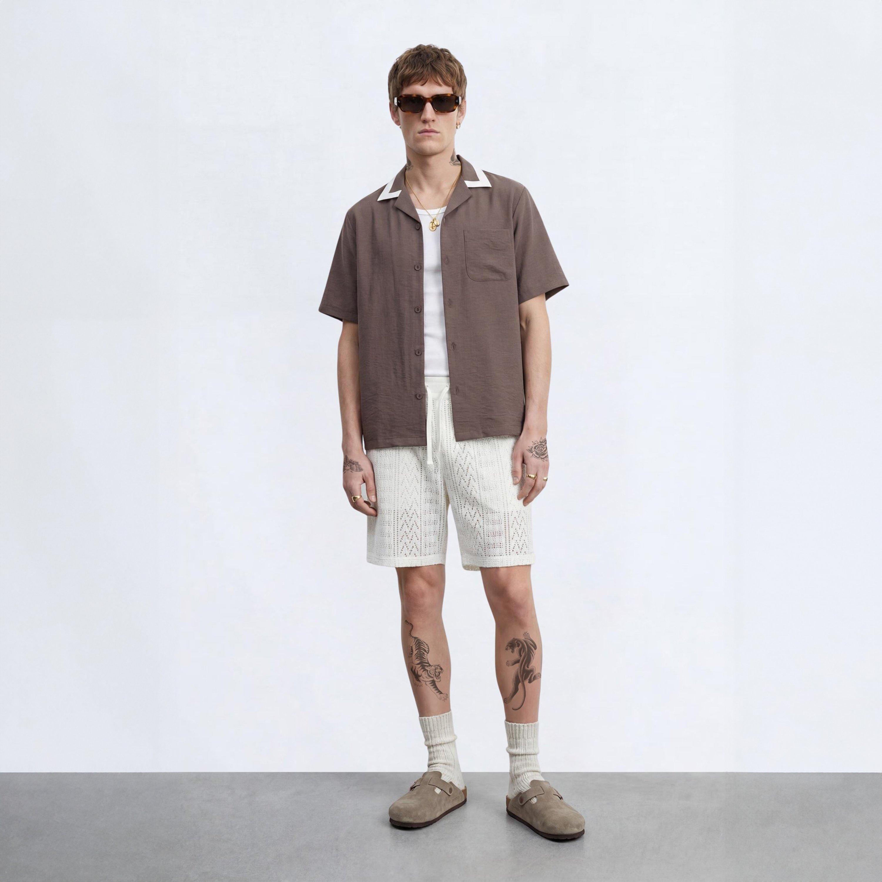 Brown - Twisted Tailor - Huxley Brown Revere Cotton Shirt - 5